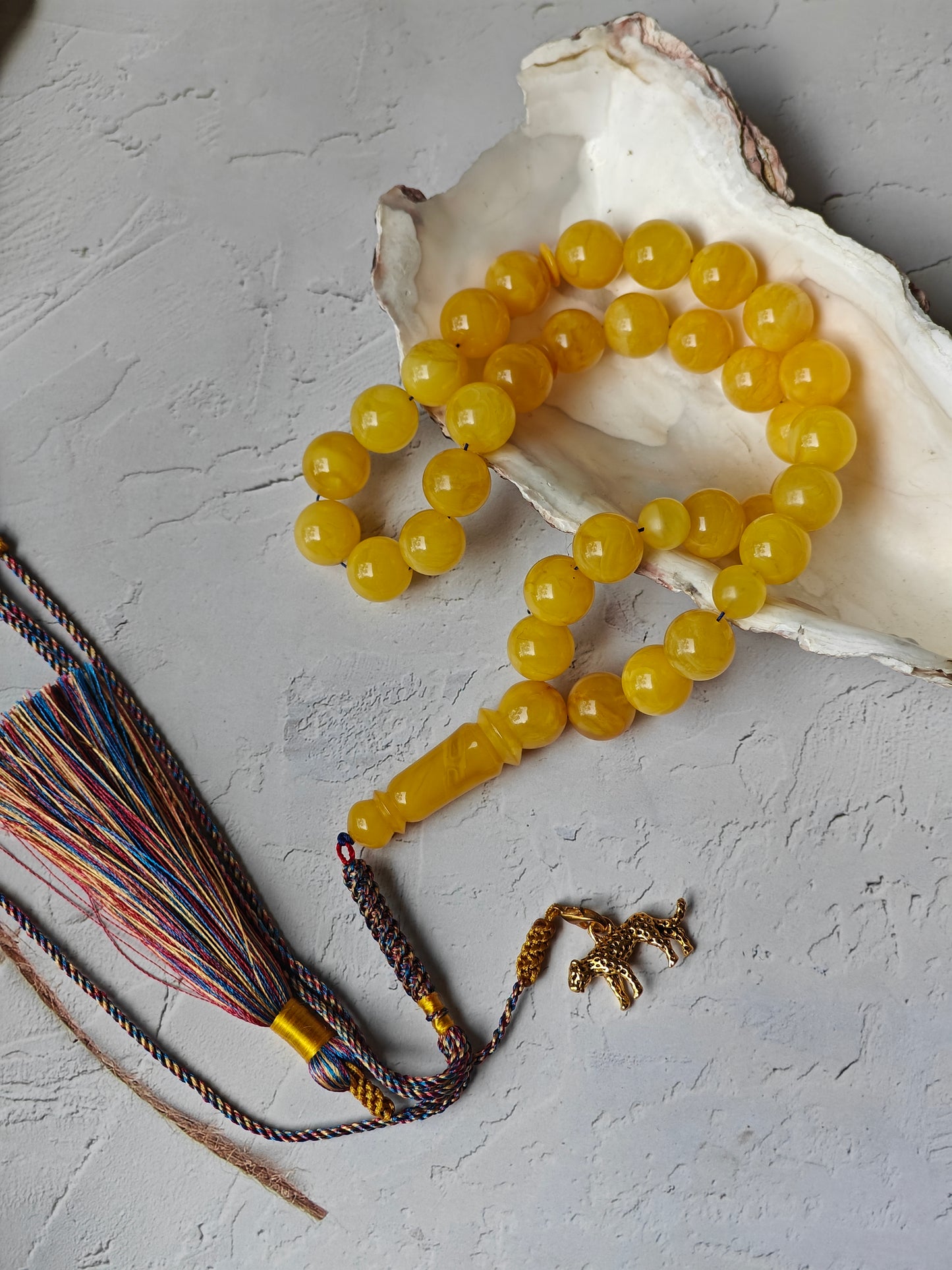 Natural Butterscotch Amber Rosary 33 Beads