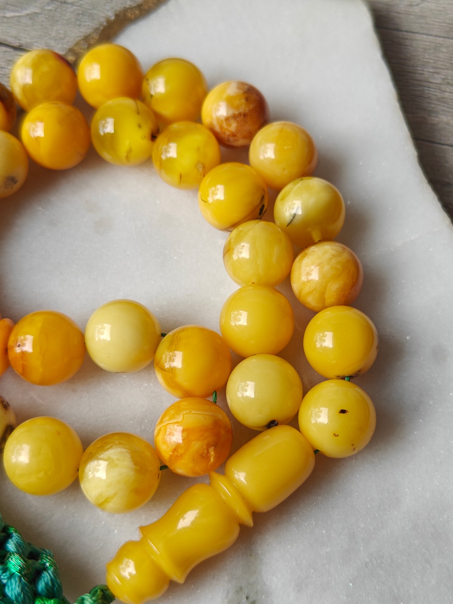 Raw Multicolor Marble Amber Tasbih 33 Beads with Natural Debris