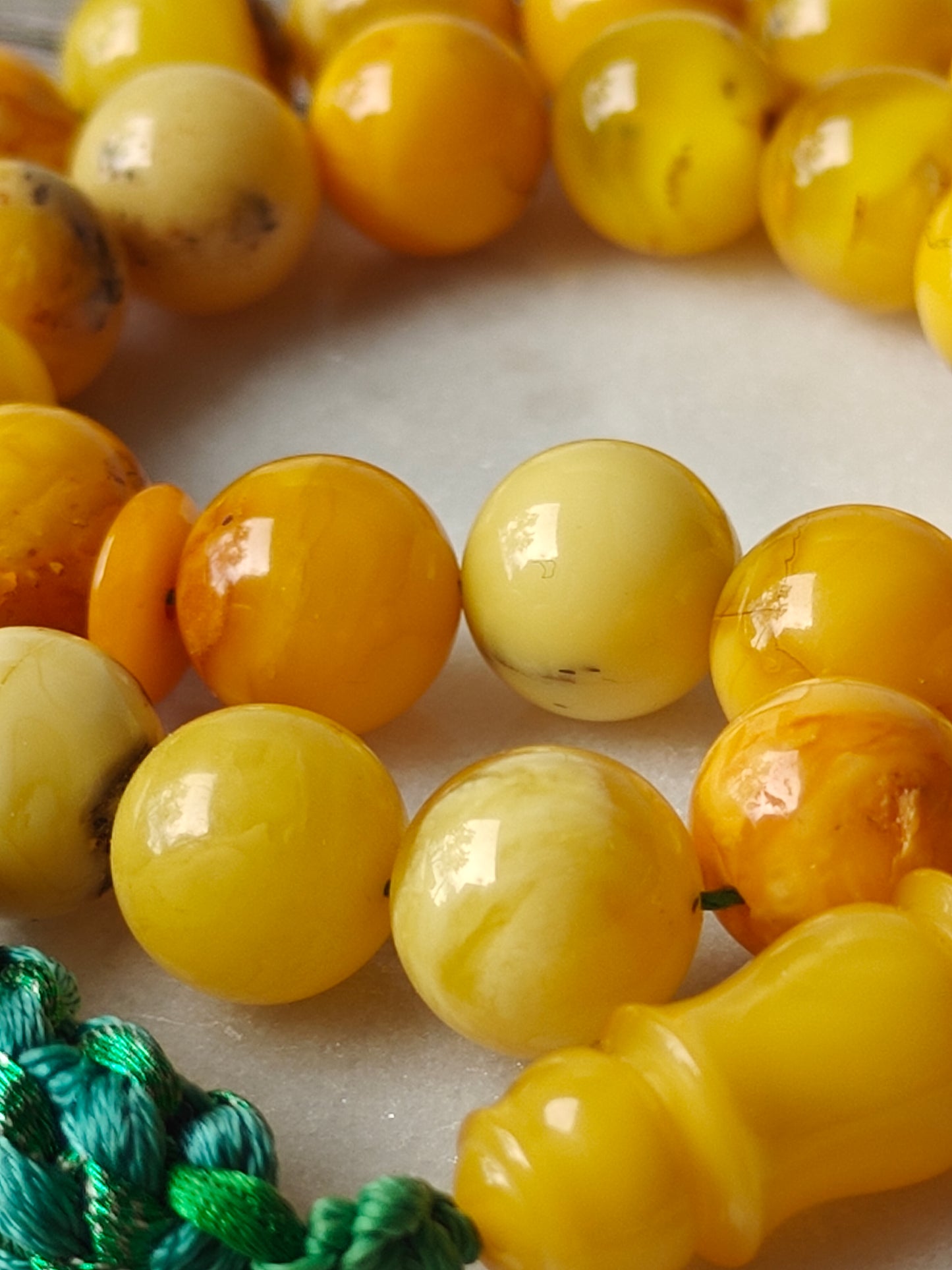 Raw Multicolor Marble Amber Tasbih 33 Beads with Natural Debris