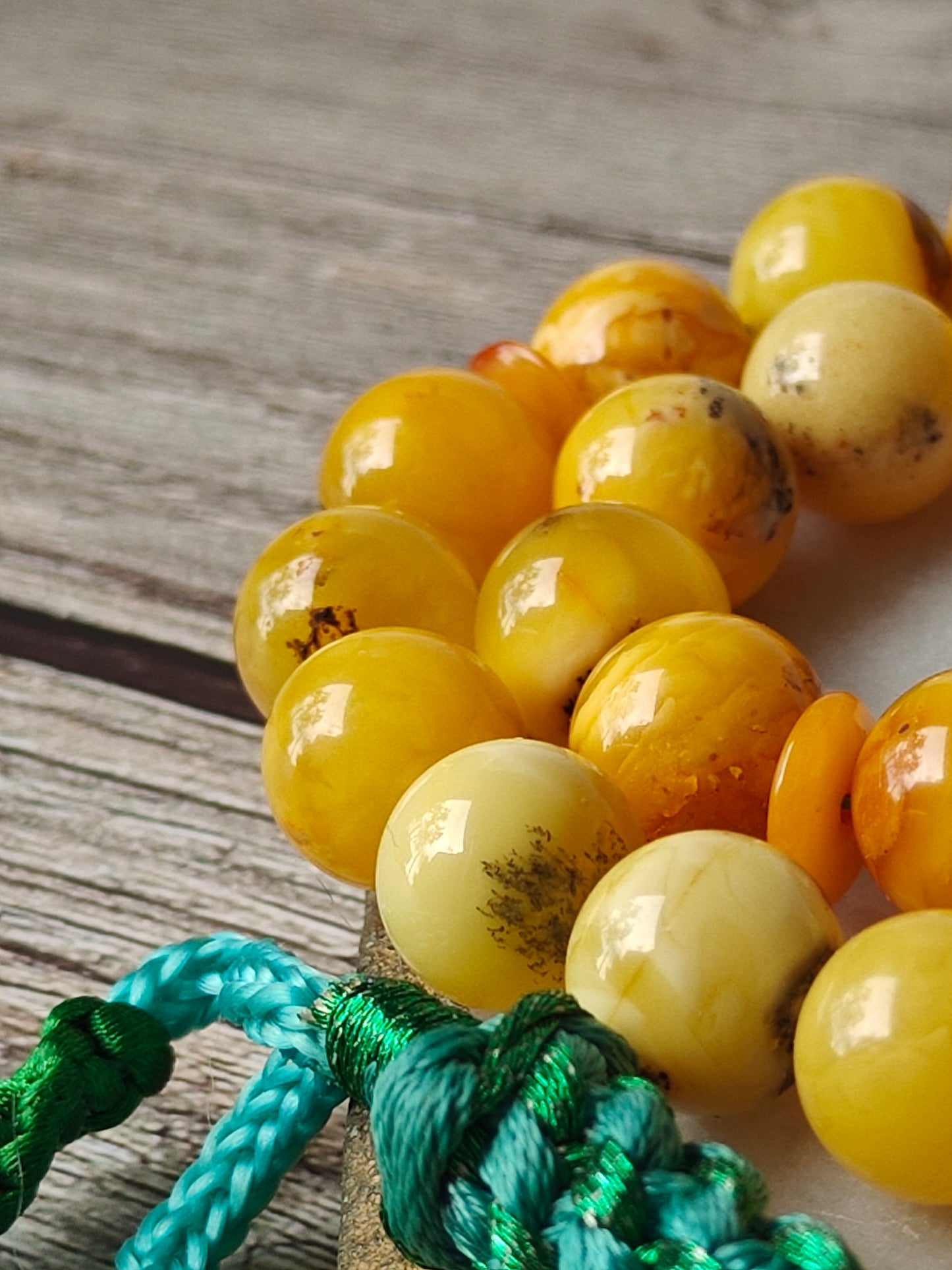 Raw Multicolor Marble Amber Tasbih 33 Beads with Natural Debris