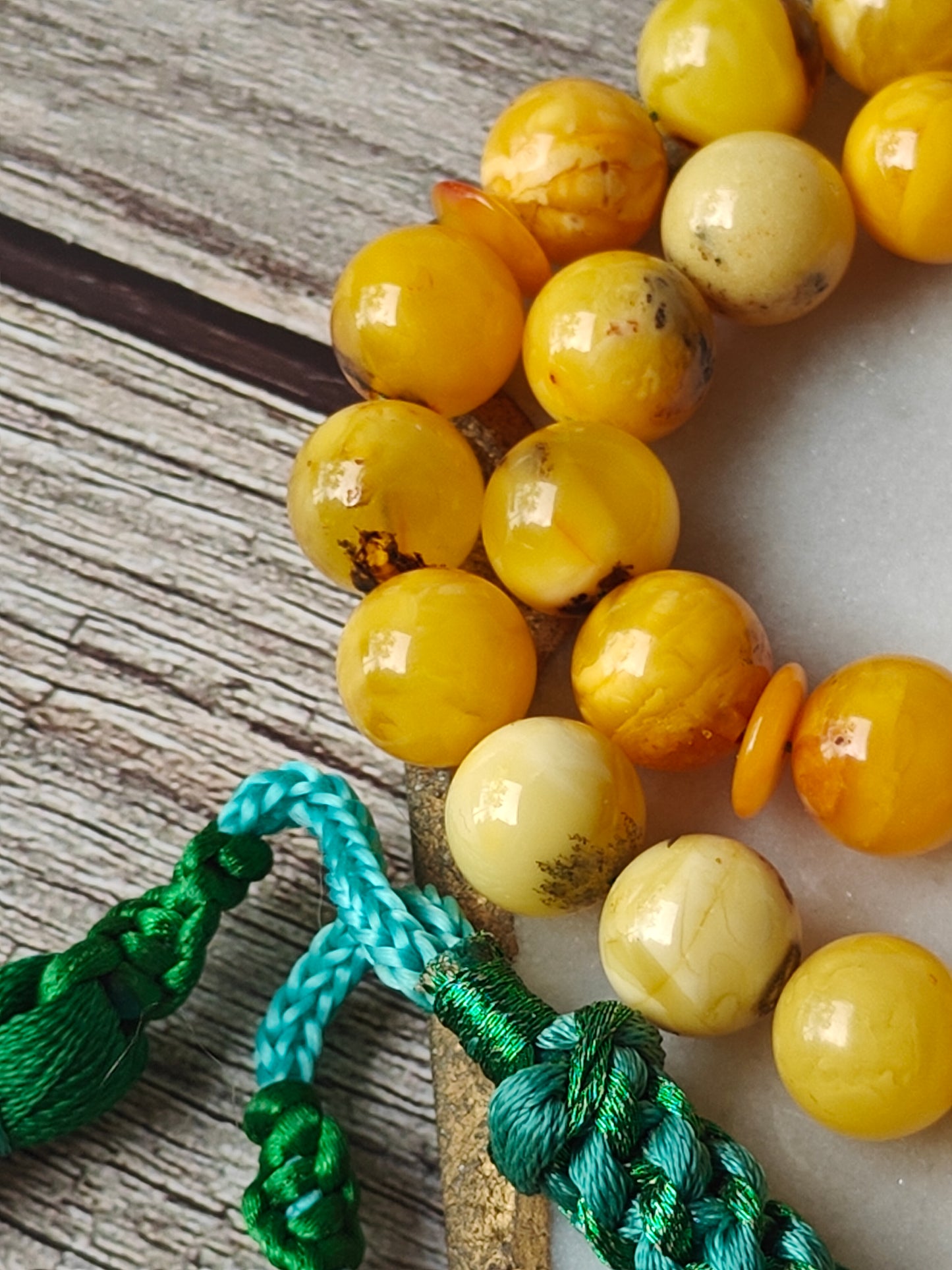 Raw Multicolor Marble Amber Tasbih 33 Beads with Natural Debris
