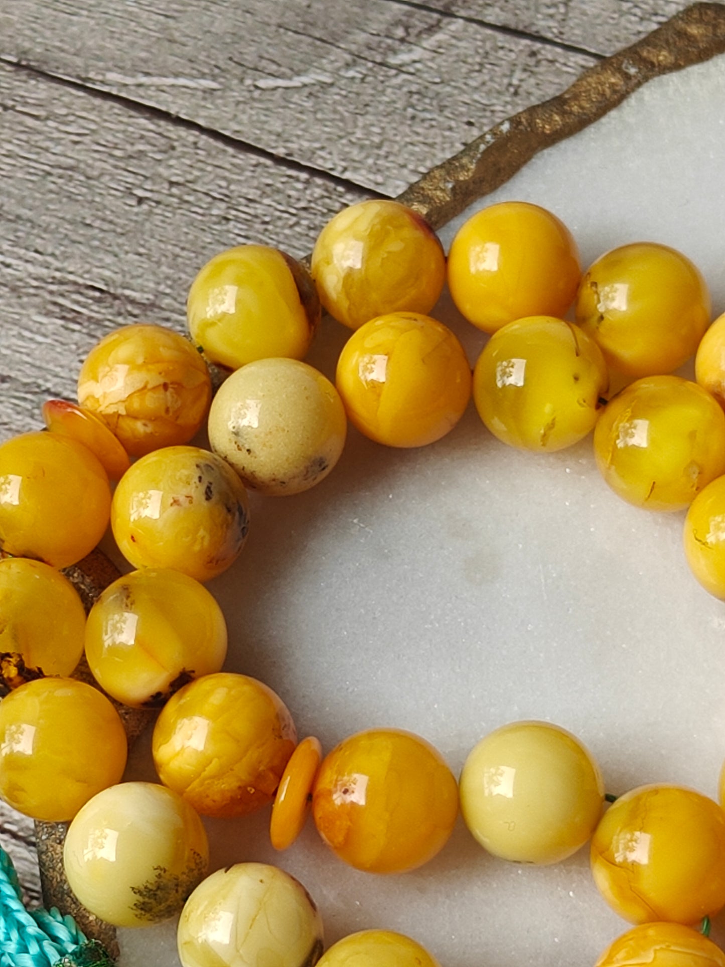 Raw Multicolor Marble Amber Tasbih 33 Beads with Natural Debris