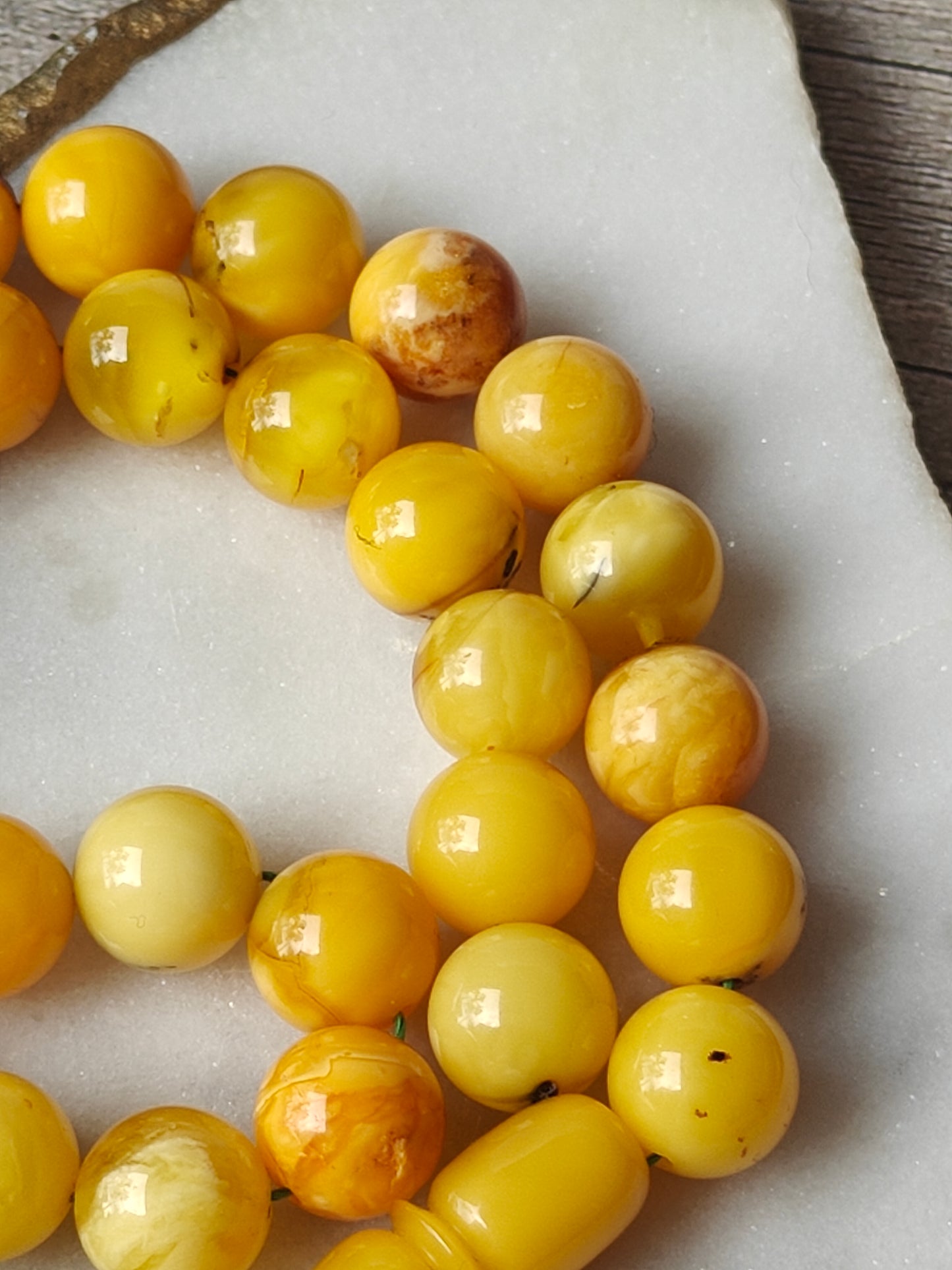 Raw Multicolor Marble Amber Tasbih 33 Beads with Natural Debris