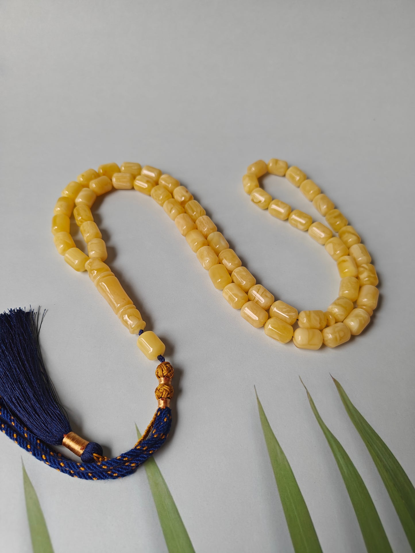 Natural Amber Barrel Shape Butterscotch Rosary 57 Beads + 1 Spare