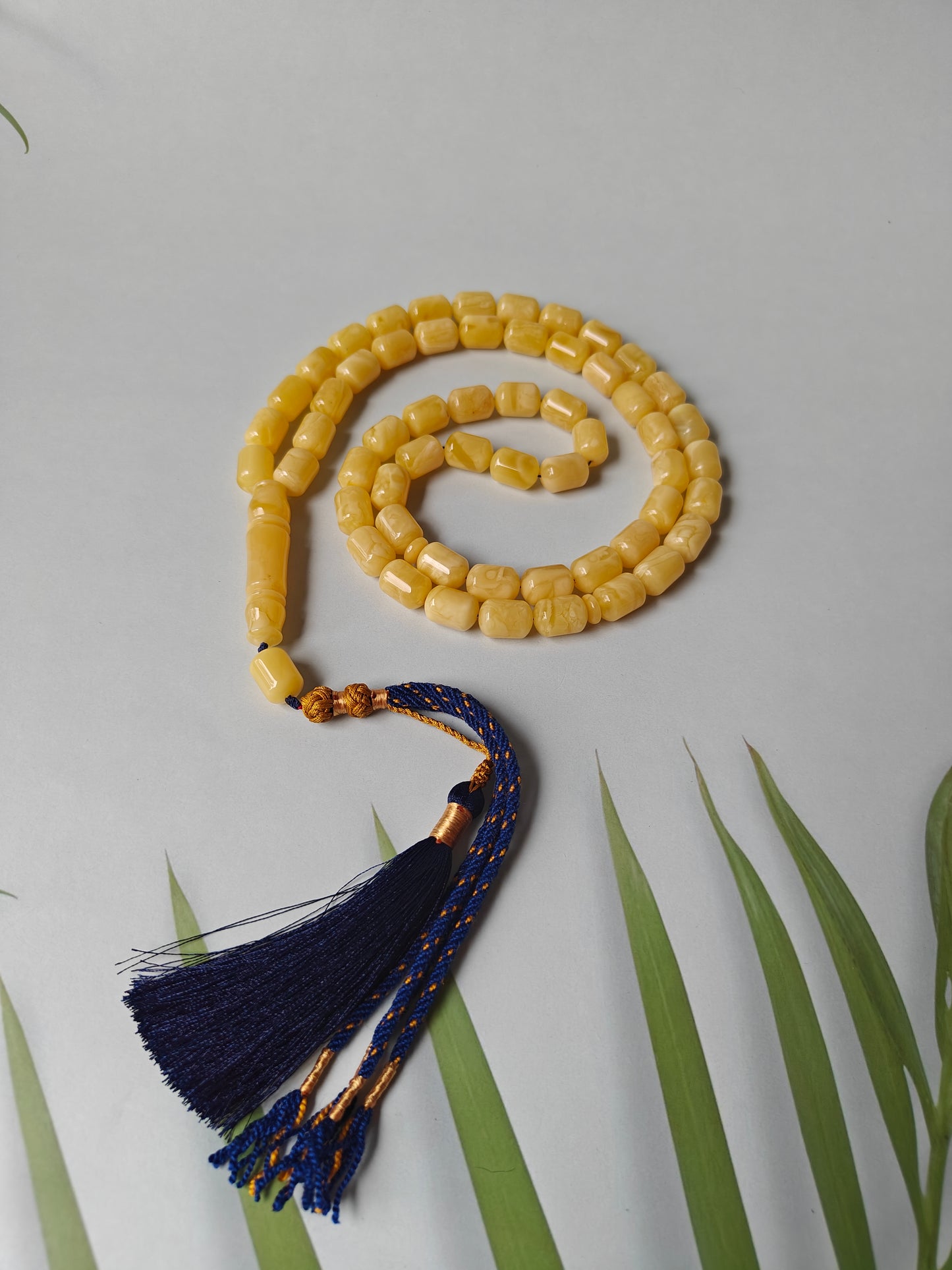 Natural Amber Barrel Shape Butterscotch Rosary 57 Beads + 1 Spare