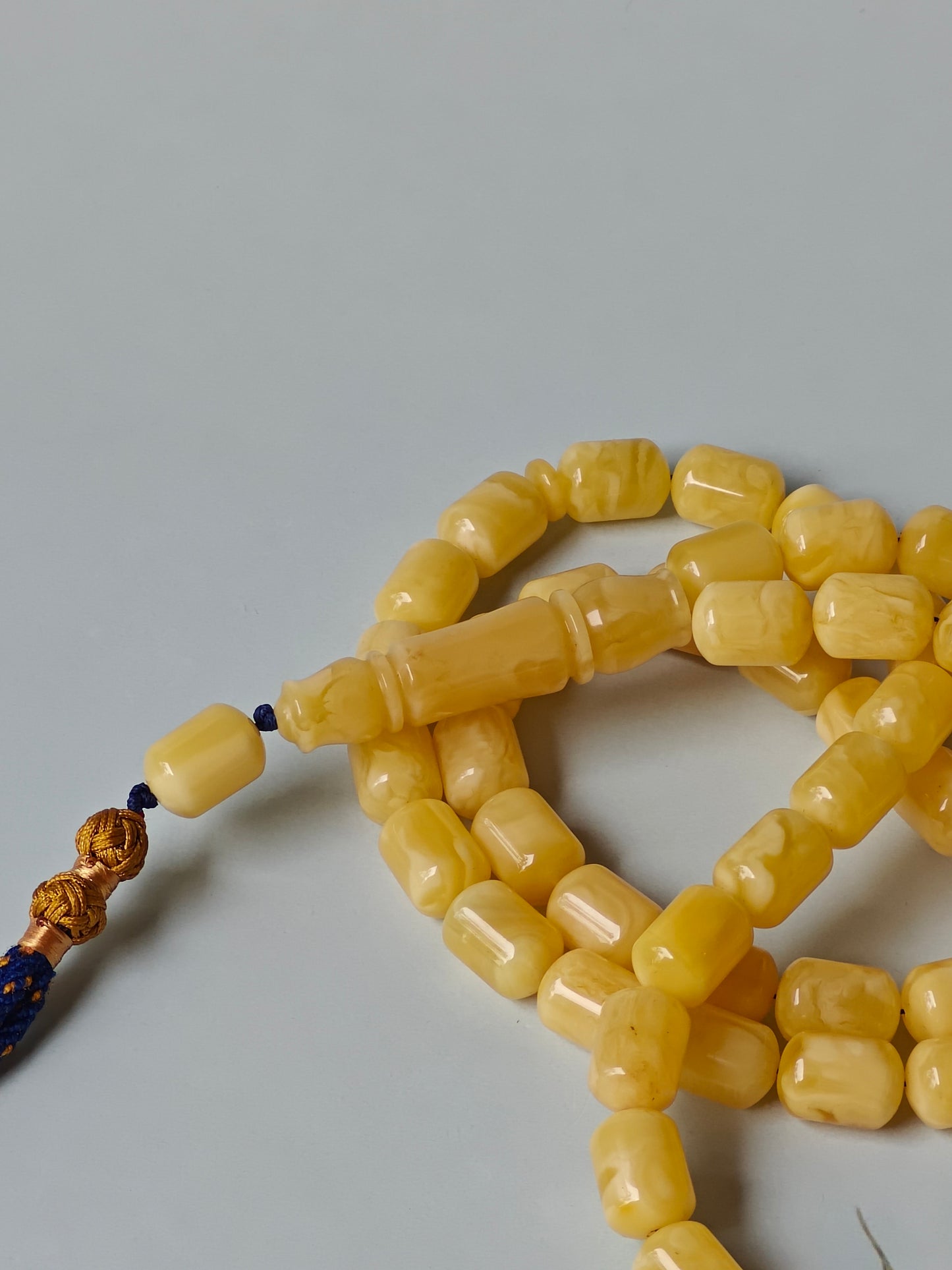 Natural Amber Barrel Shape Butterscotch Rosary 57 Beads + 1 Spare
