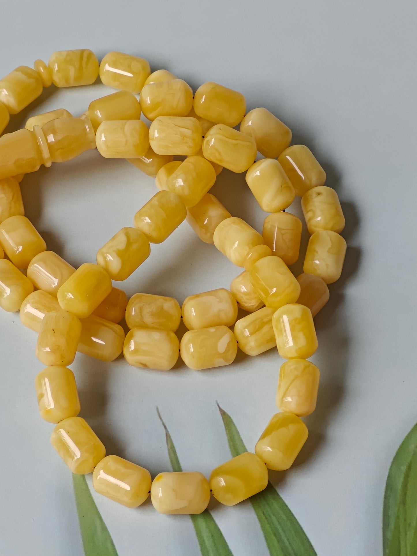 Natural Amber Barrel Shape Butterscotch Rosary 57 Beads + 1 Spare