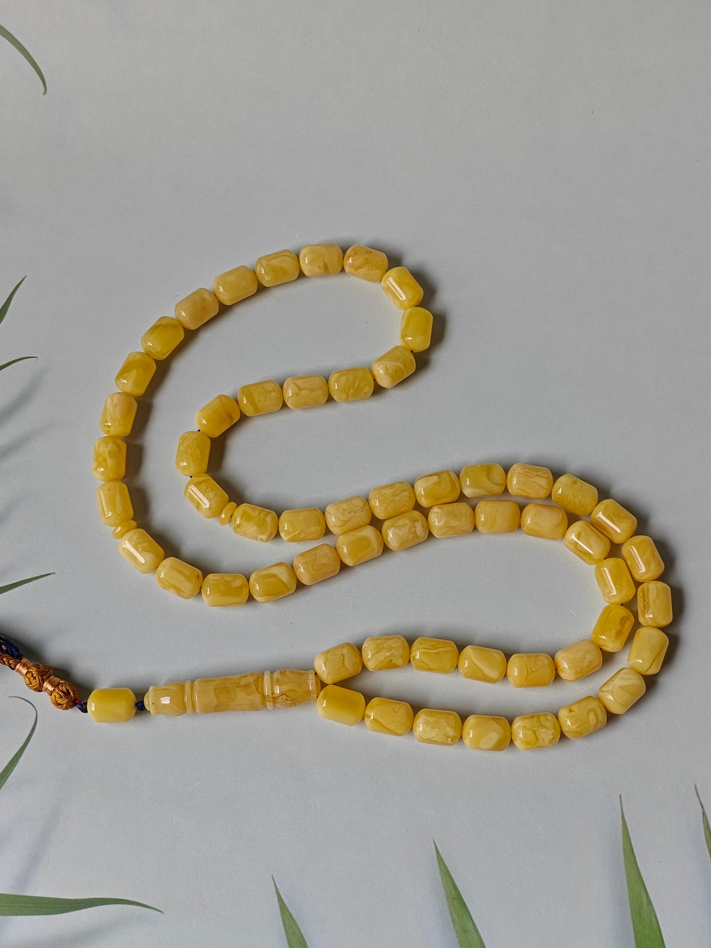 Natural Amber Barrel Shape Butterscotch Rosary 57 Beads + 1 Spare