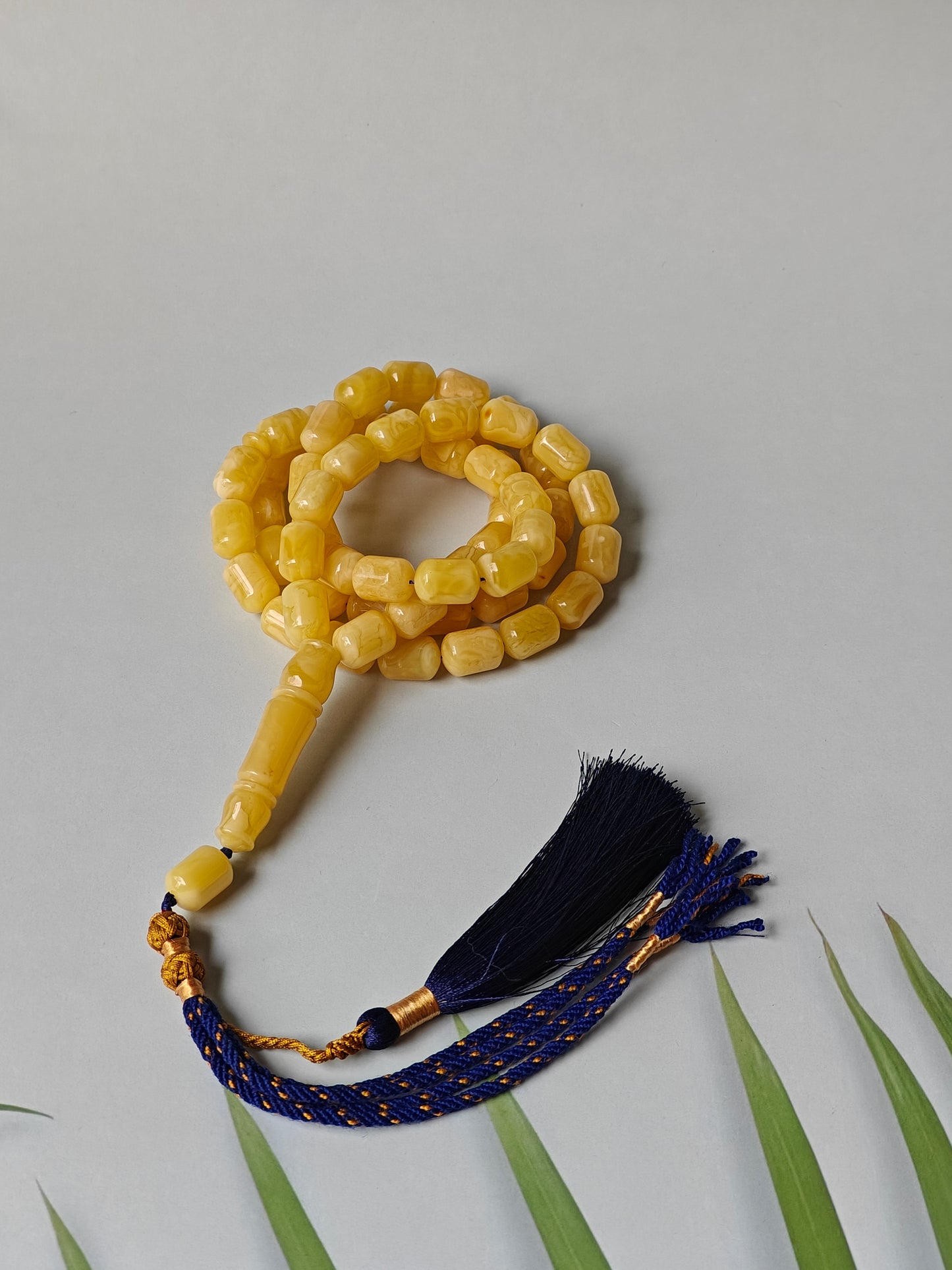 Natural Amber Barrel Shape Butterscotch Rosary 57 Beads + 1 Spare
