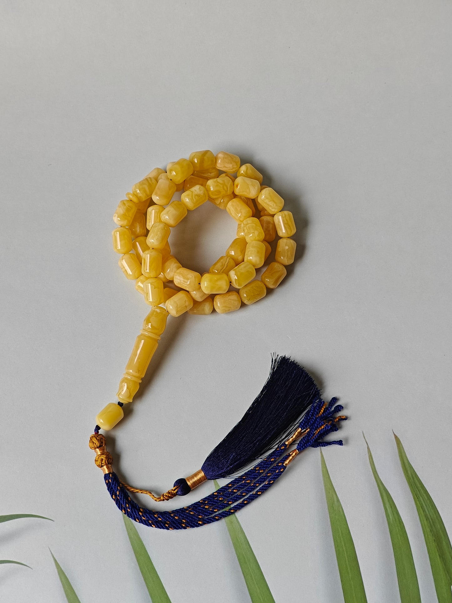 Natural Amber Barrel Shape Butterscotch Rosary 57 Beads + 1 Spare