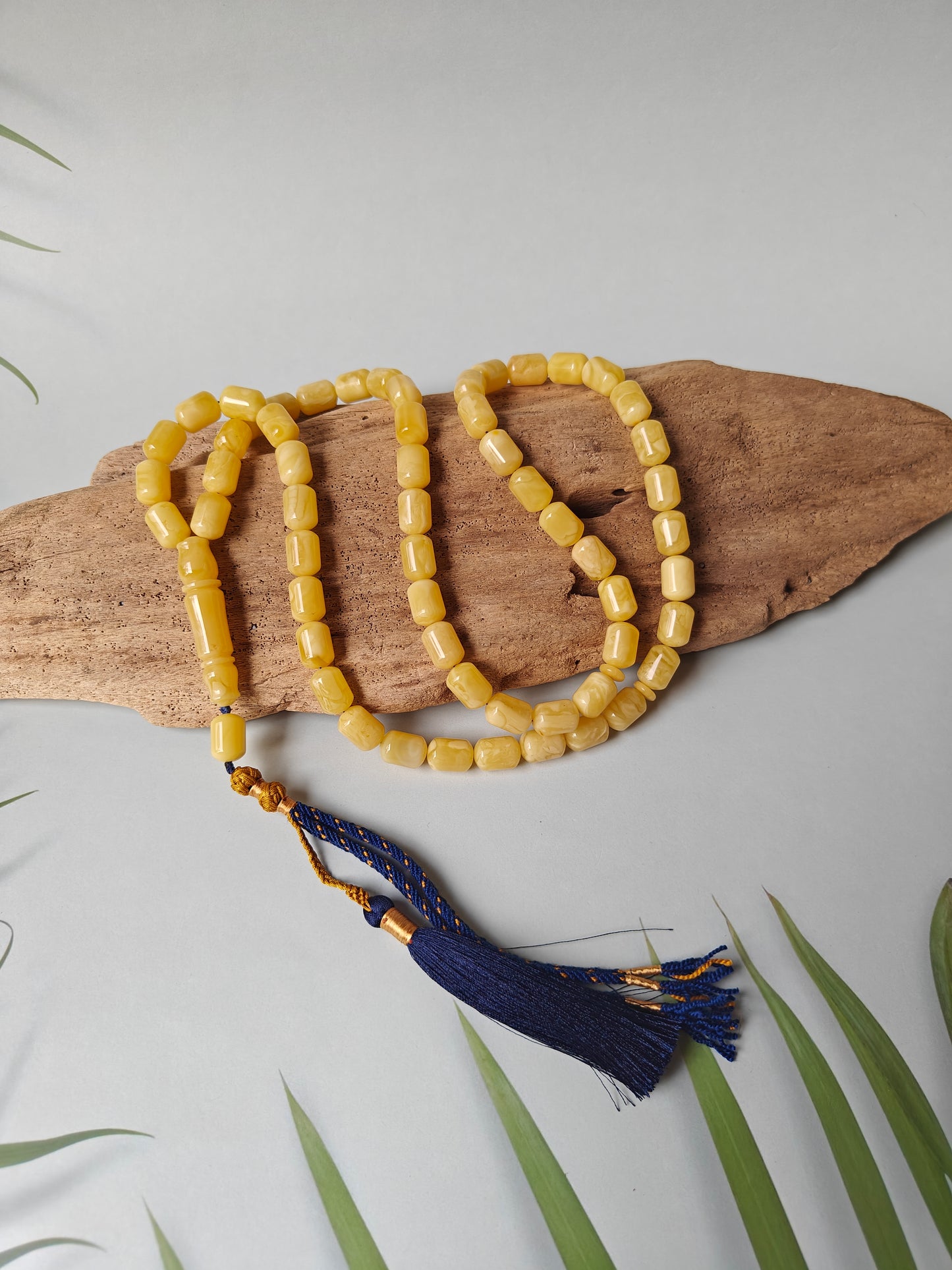 Natural Amber Barrel Shape Butterscotch Rosary 57 Beads + 1 Spare