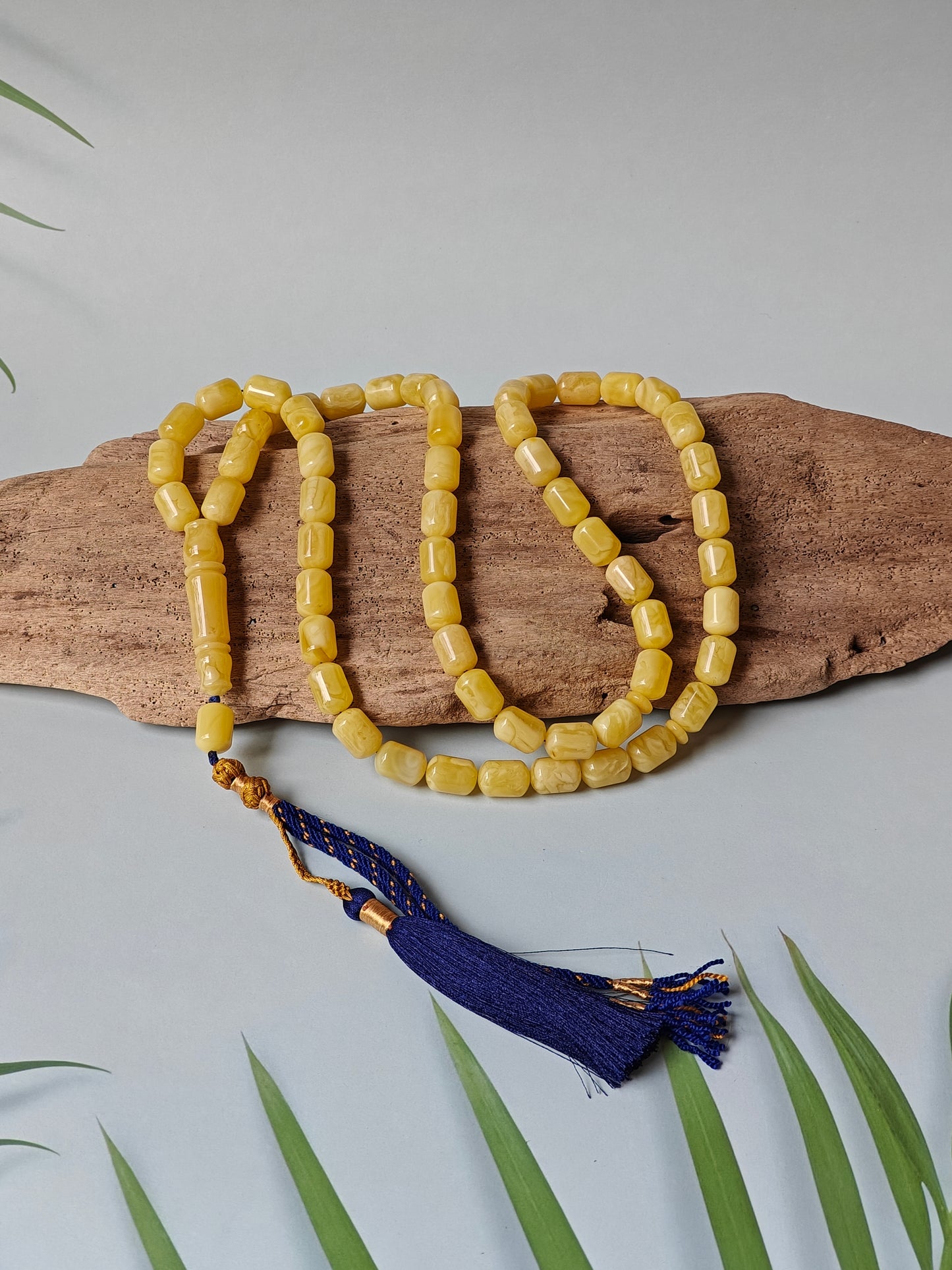 Natural Amber Barrel Shape Butterscotch Rosary 57 Beads + 1 Spare