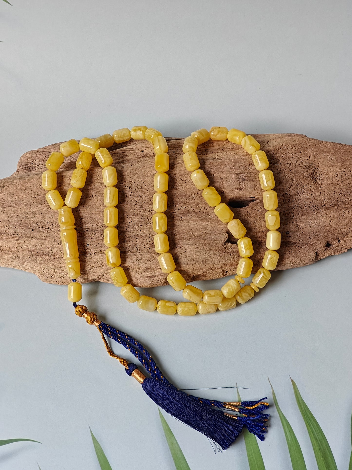 Natural Amber Barrel Shape Butterscotch Rosary 57 Beads + 1 Spare