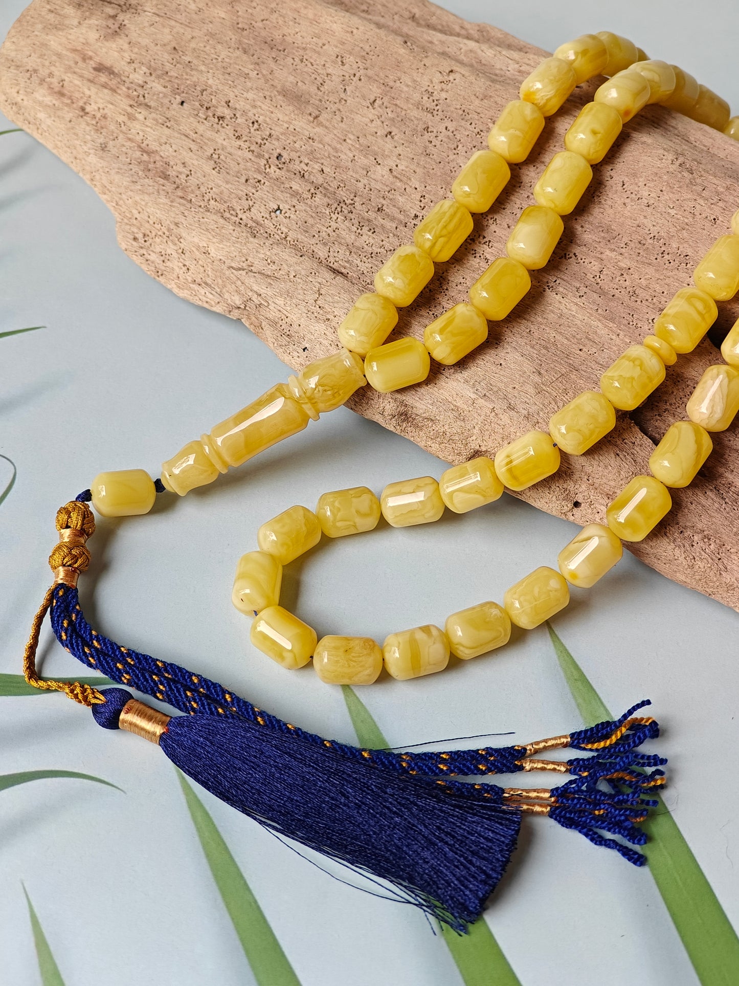 Natural Amber Barrel Shape Butterscotch Rosary 57 Beads + 1 Spare