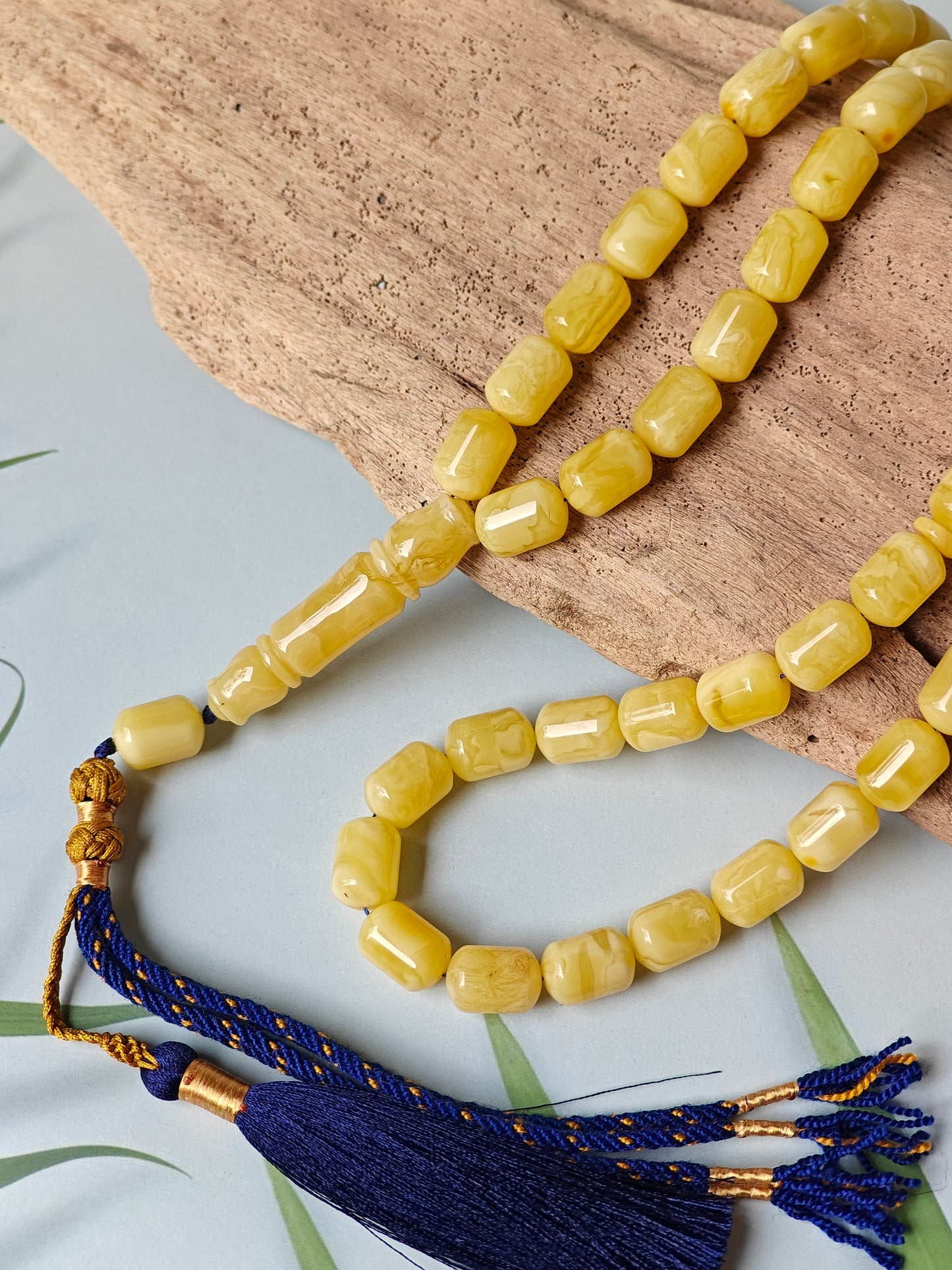 Natural Amber Barrel Shape Butterscotch Rosary 57 Beads + 1 Spare