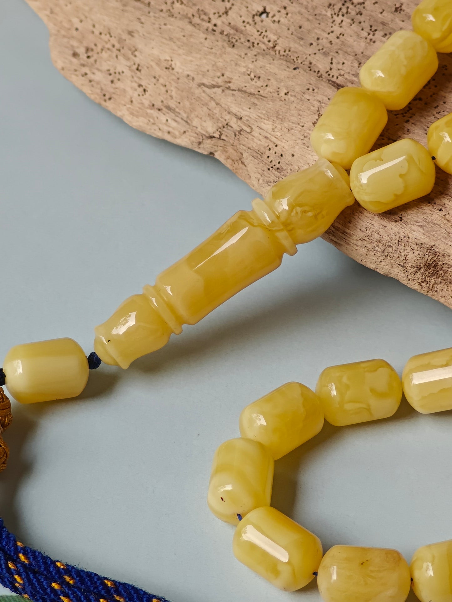 Natural Amber Barrel Shape Butterscotch Rosary 57 Beads + 1 Spare