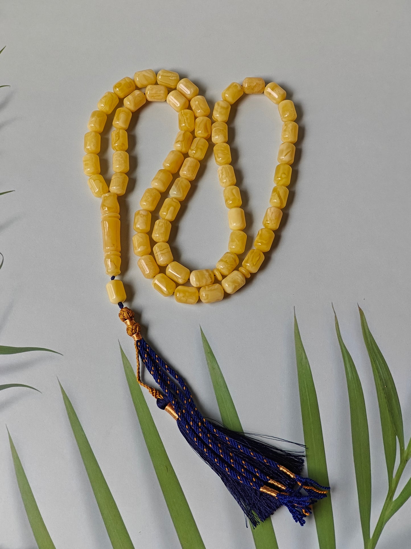Natural Amber Barrel Shape Butterscotch Rosary 57 Beads + 1 Spare