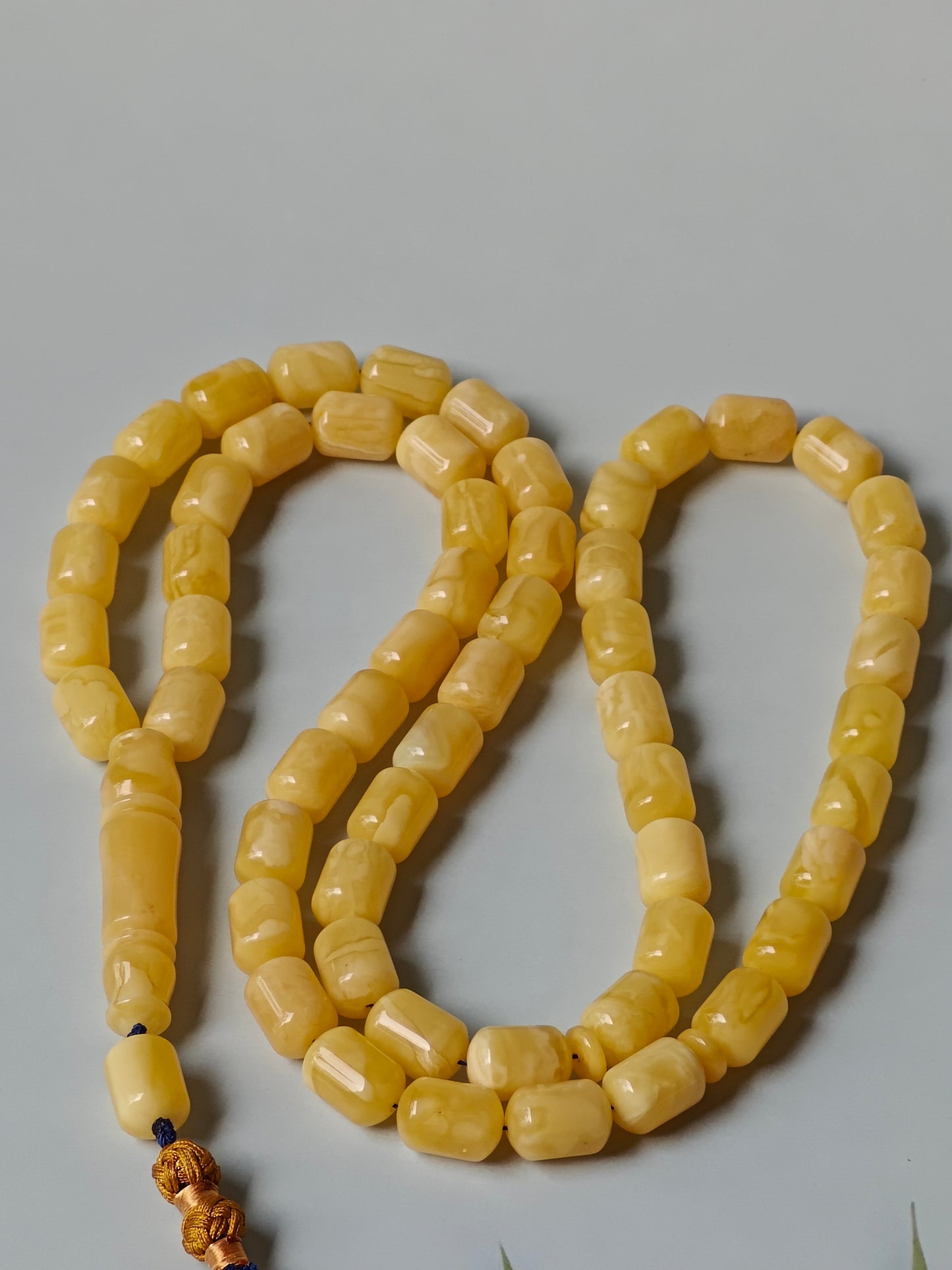 Natural Amber Barrel Shape Butterscotch Rosary 57 Beads + 1 Spare