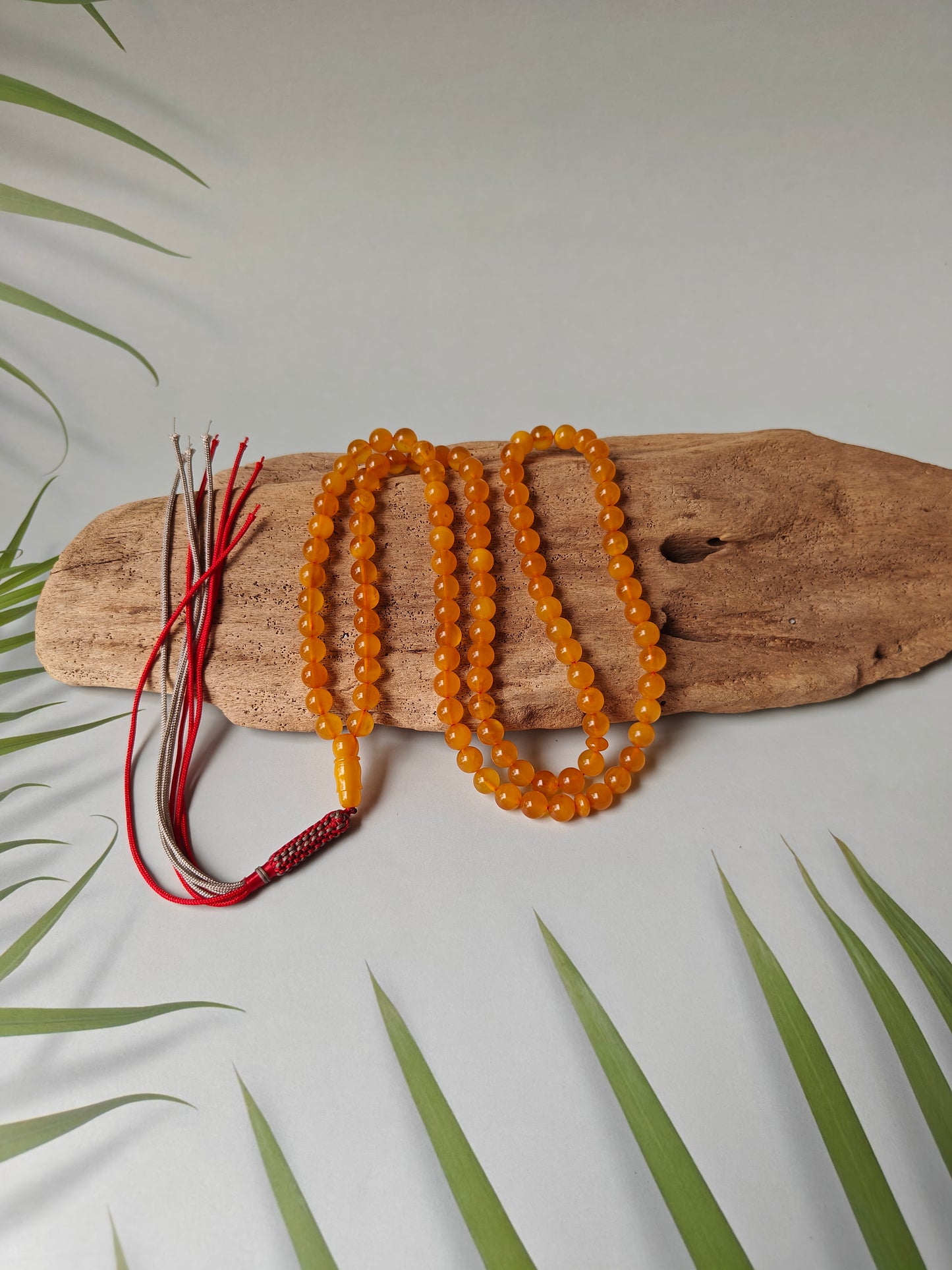 Natural Aged Honey Amber Rosary in Half Half Pattern Pocket Size 99 Beads