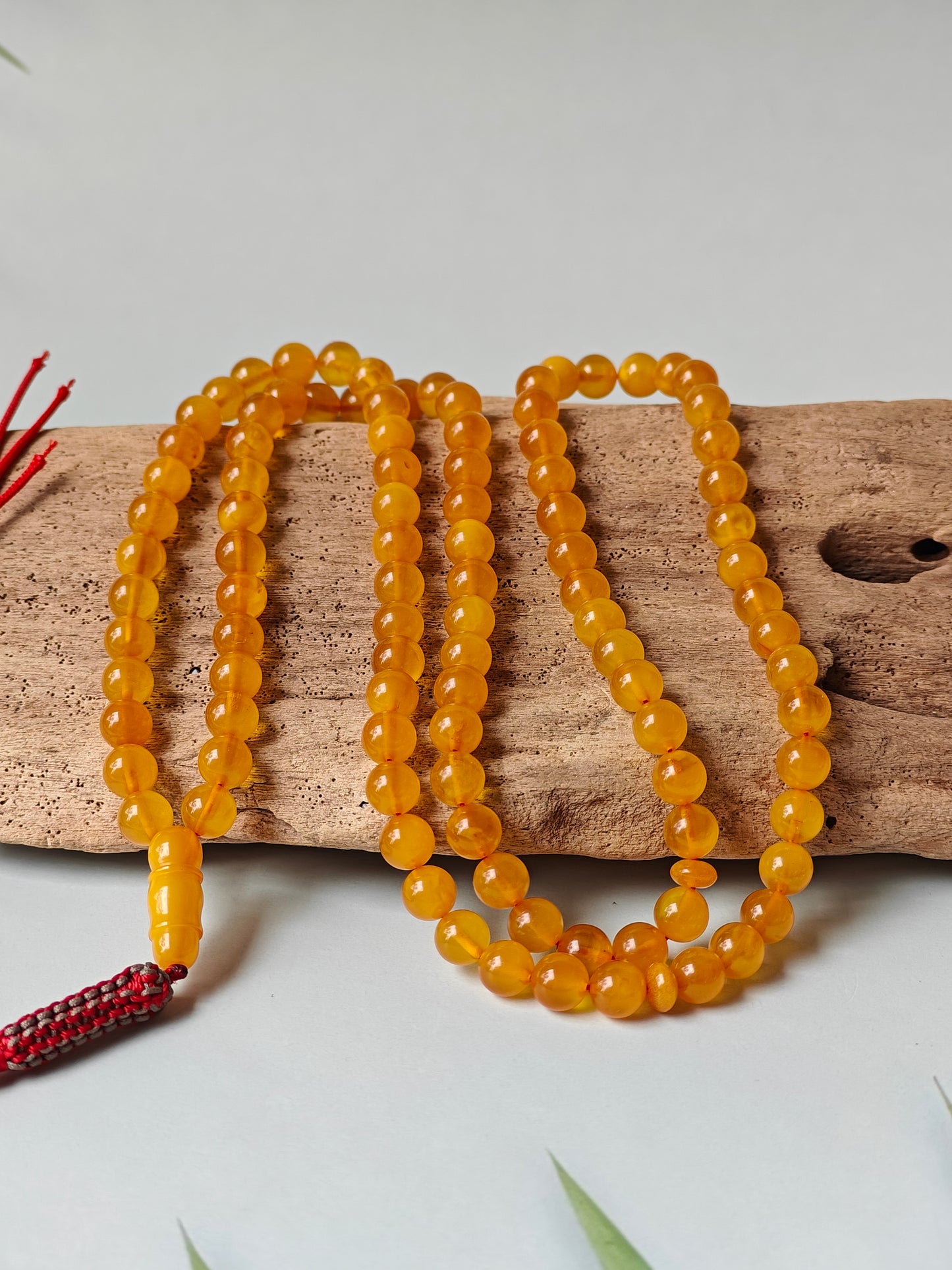 Natural Aged Honey Amber Rosary in Half Half Pattern Pocket Size 99 Beads