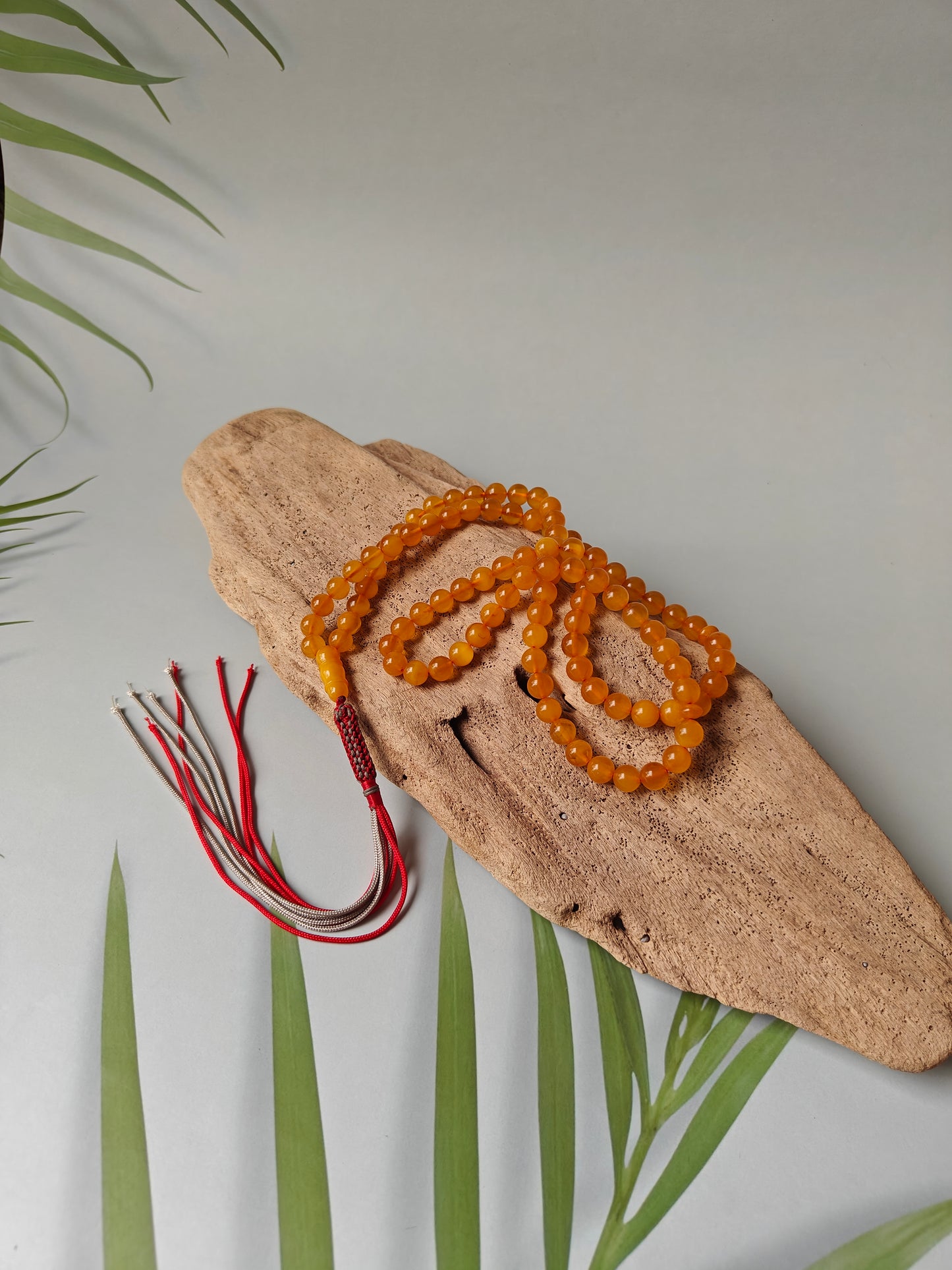 Natural Aged Honey Amber Rosary in Half Half Pattern Pocket Size 99 Beads