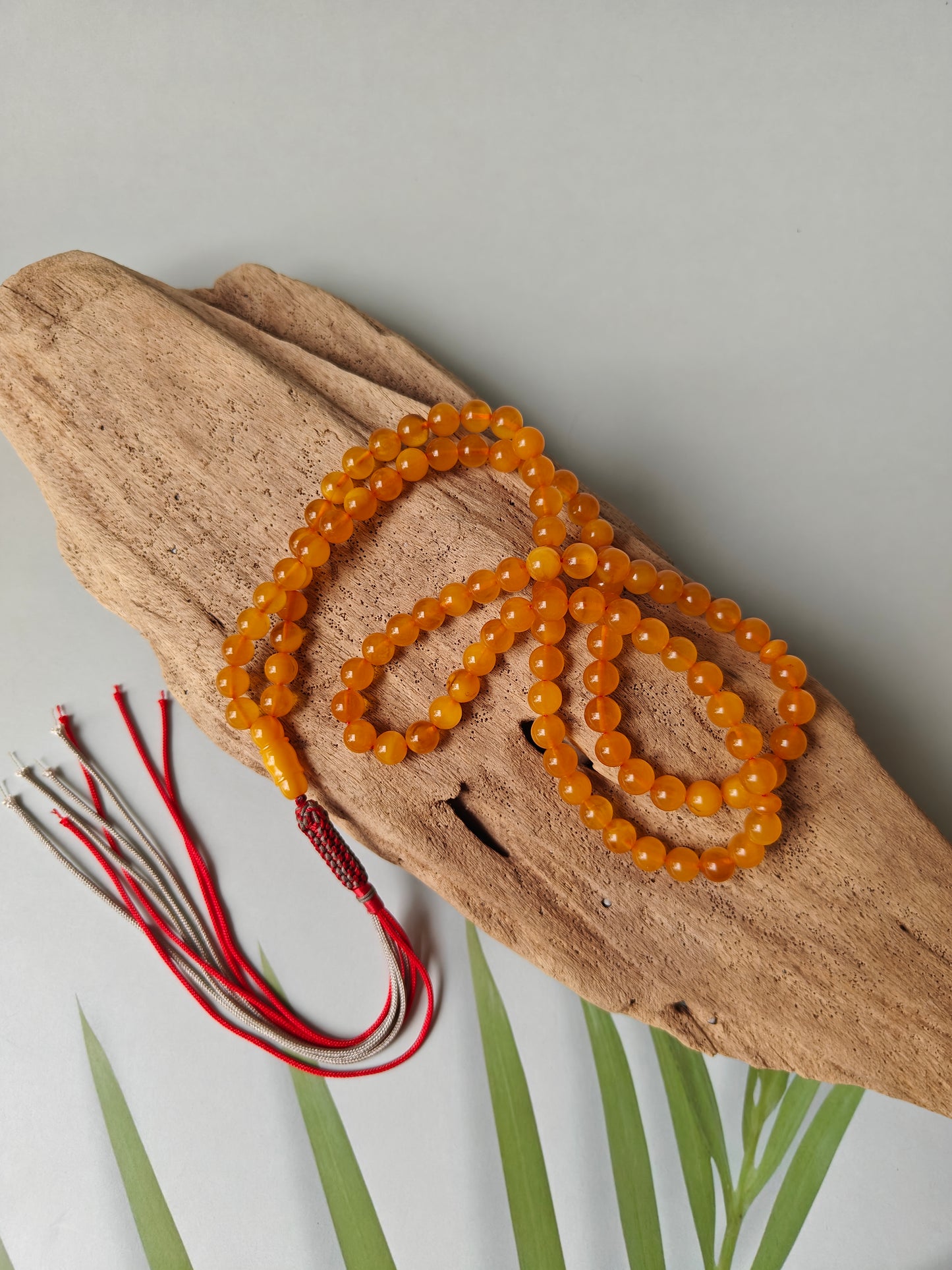 Natural Aged Honey Amber Rosary in Half Half Pattern Pocket Size 99 Beads
