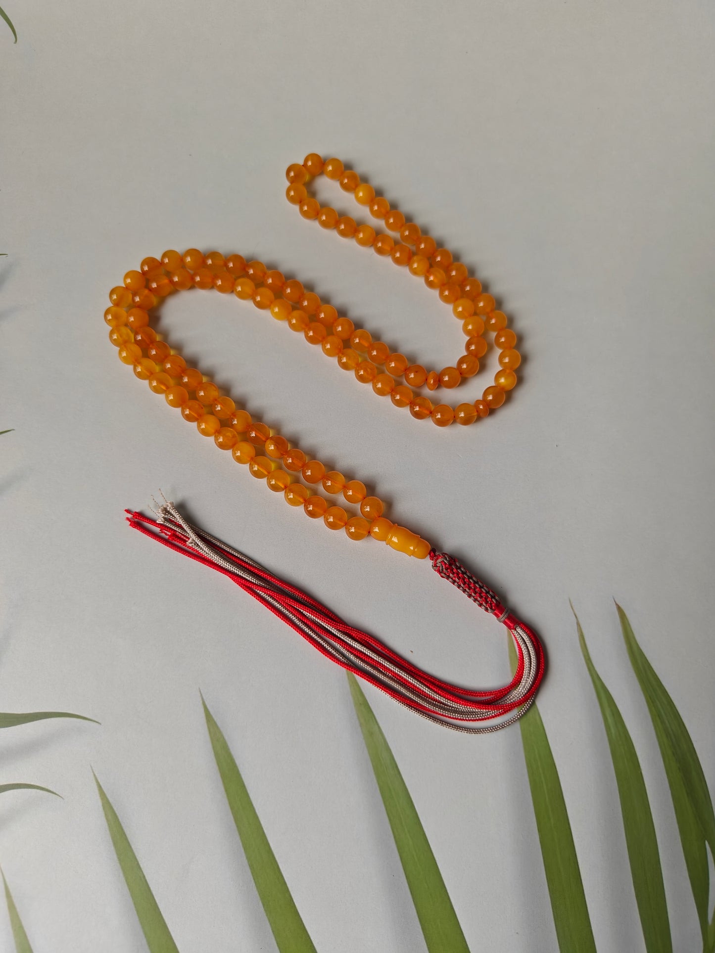 Natural Aged Honey Amber Rosary in Half Half Pattern Pocket Size 99 Beads