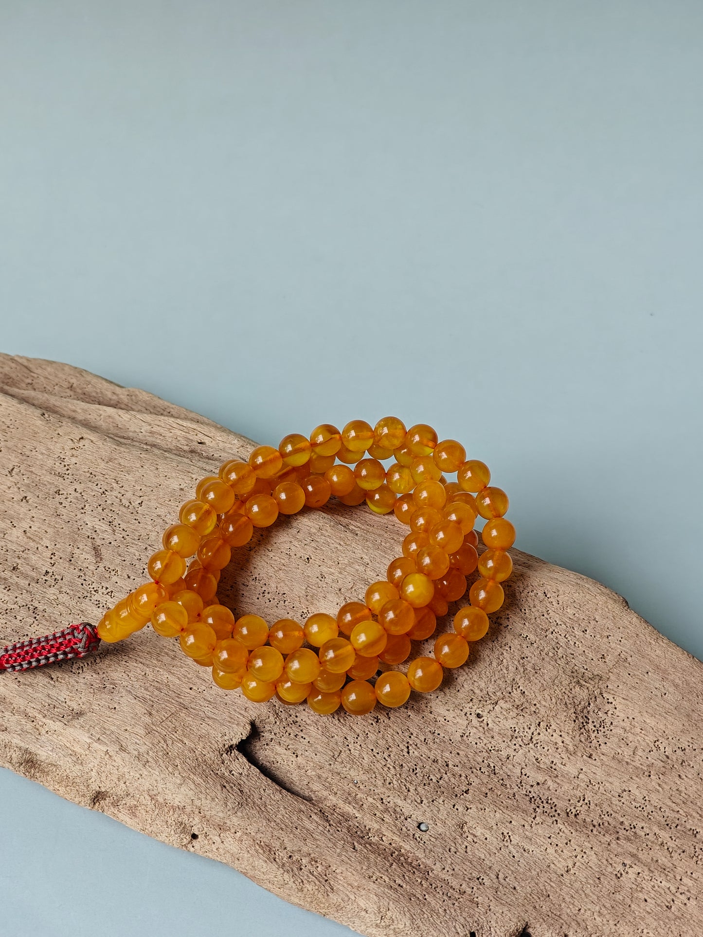Natural Aged Honey Amber Rosary in Half Half Pattern Pocket Size 99 Beads