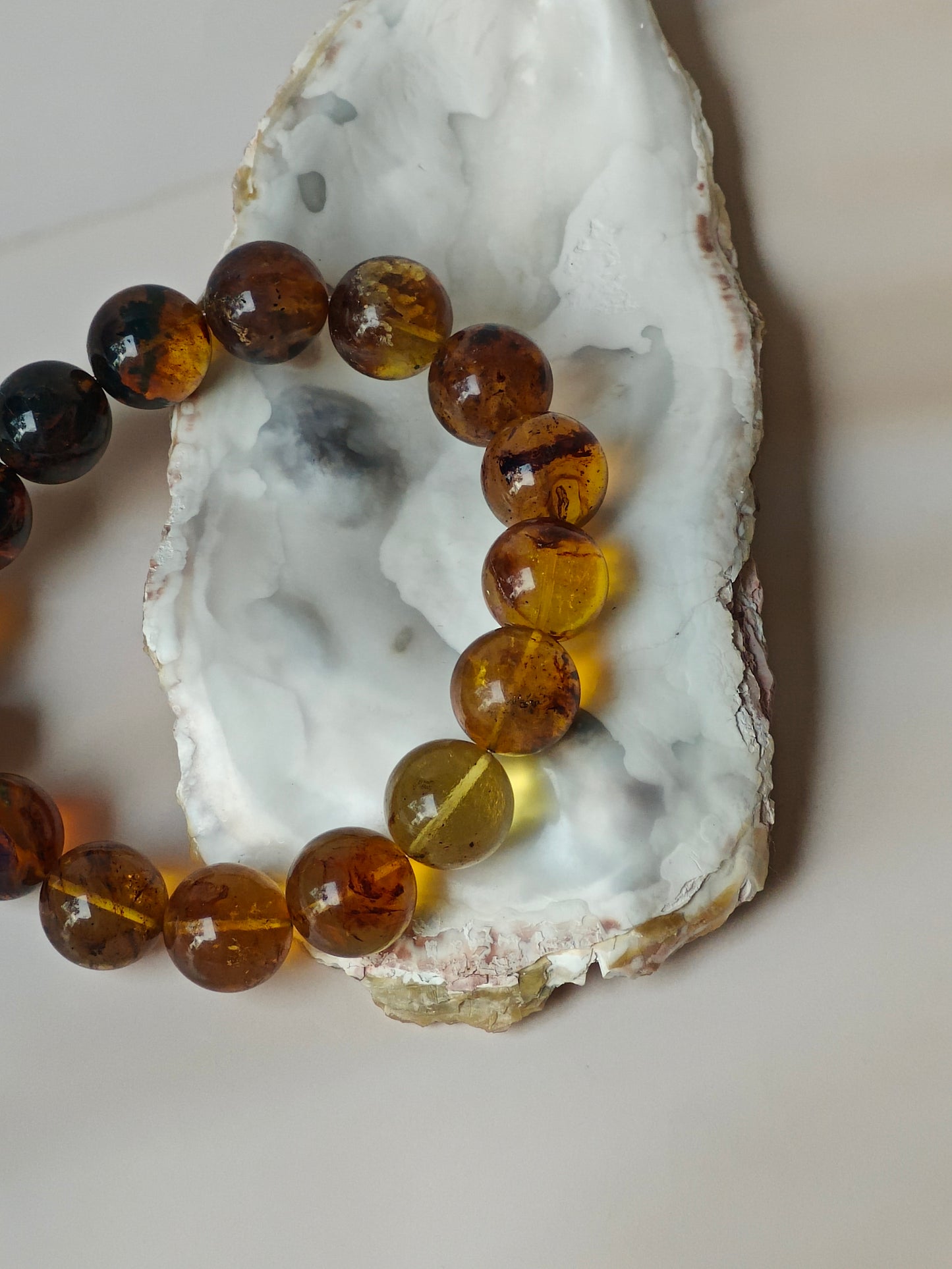 Natural Blue Dominican Amber Beaded Bracelet