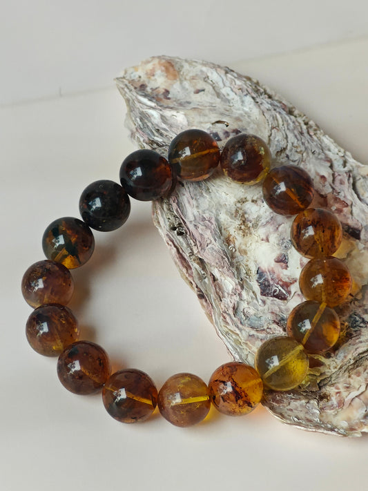 Natural Blue Dominican Amber Beaded Bracelet