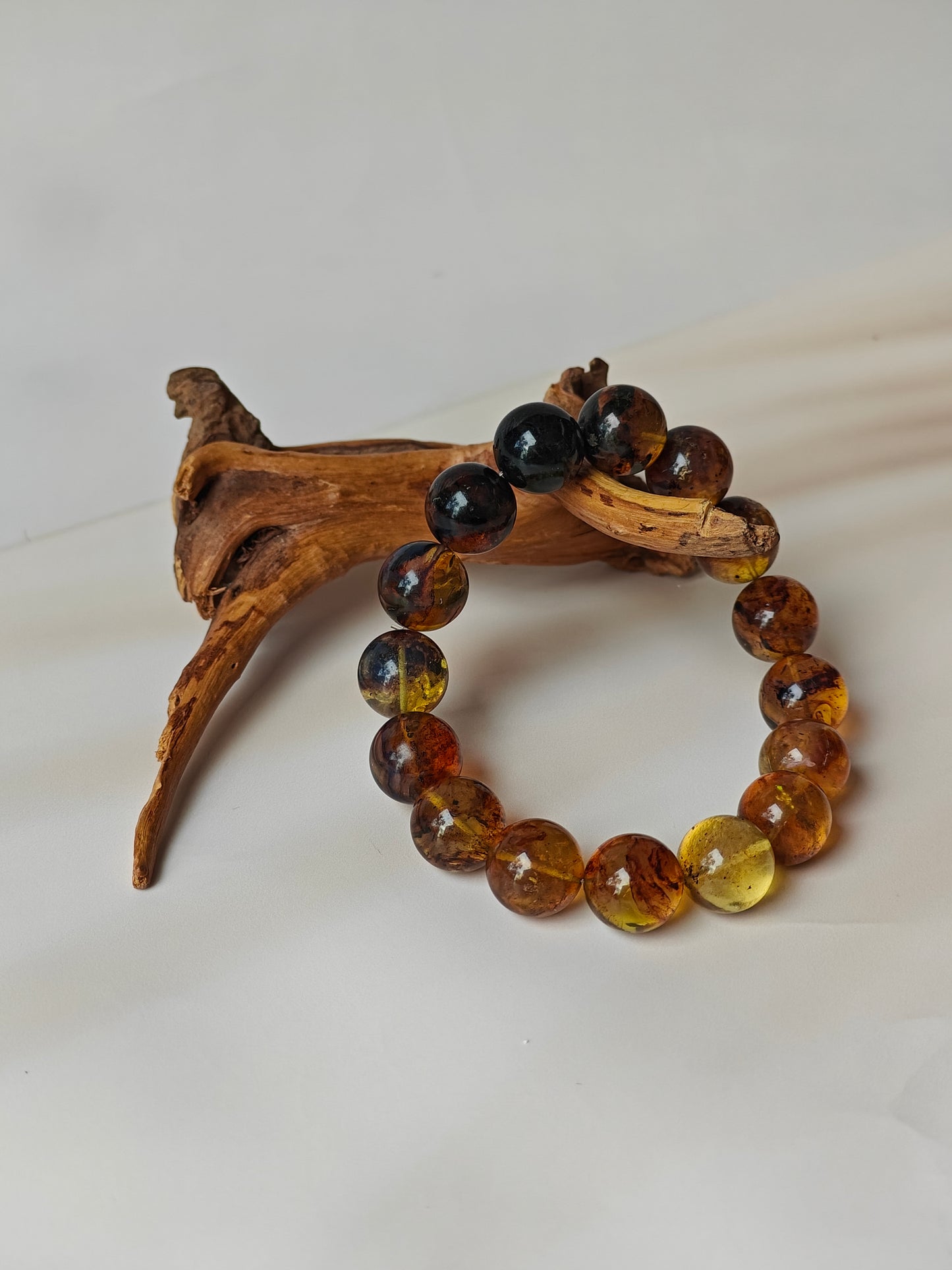 Natural Blue Dominican Amber Beaded Bracelet