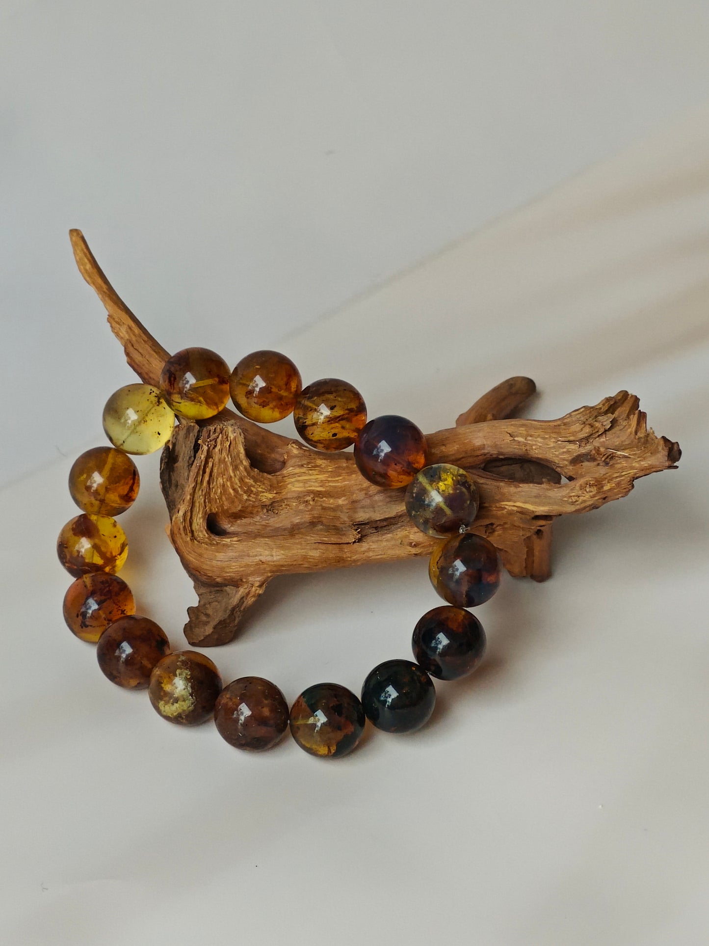 Natural Blue Dominican Amber Beaded Bracelet