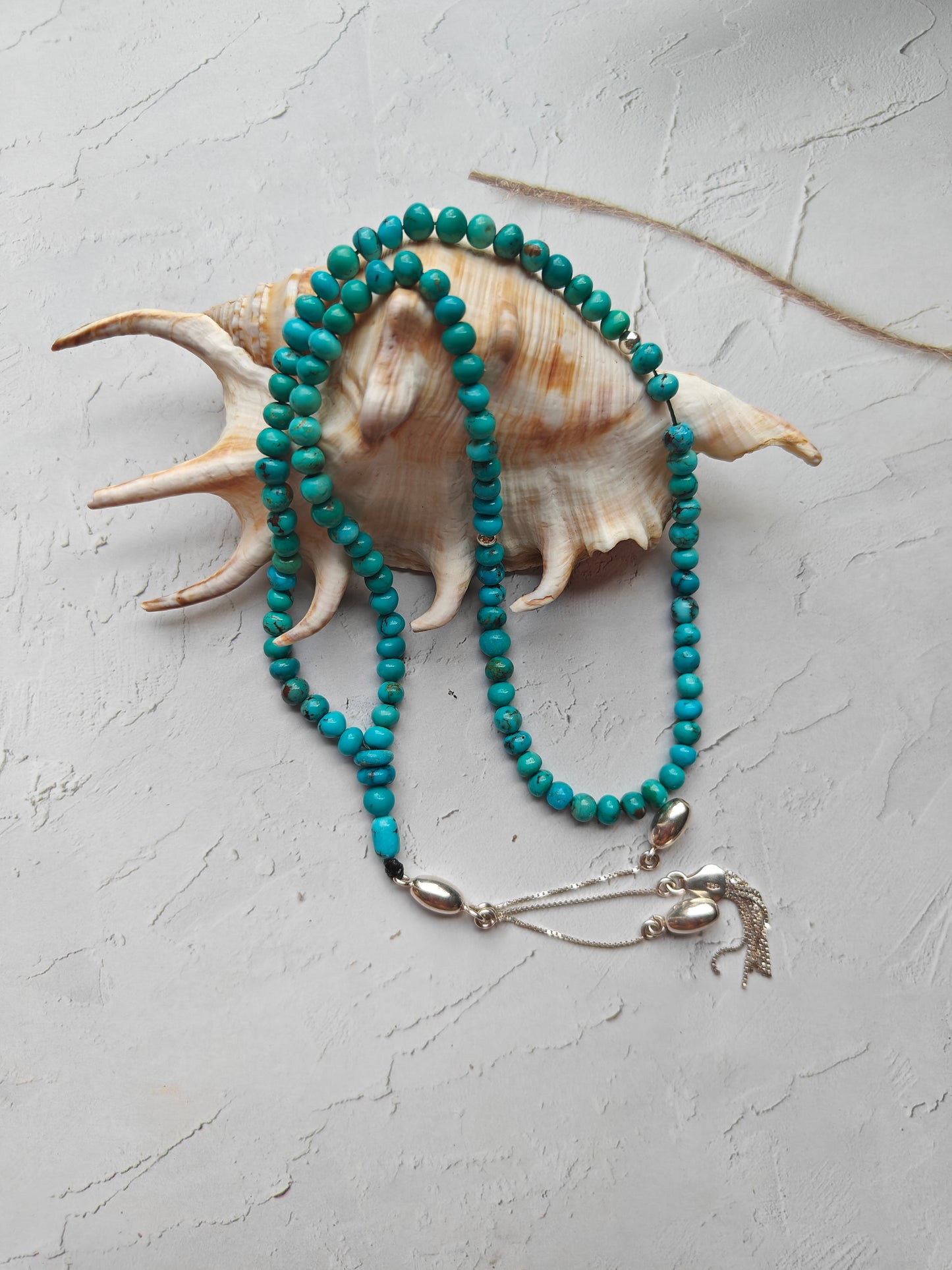 Persian Turquoise Irregular Rosary 99 Beads with Silver Tassel