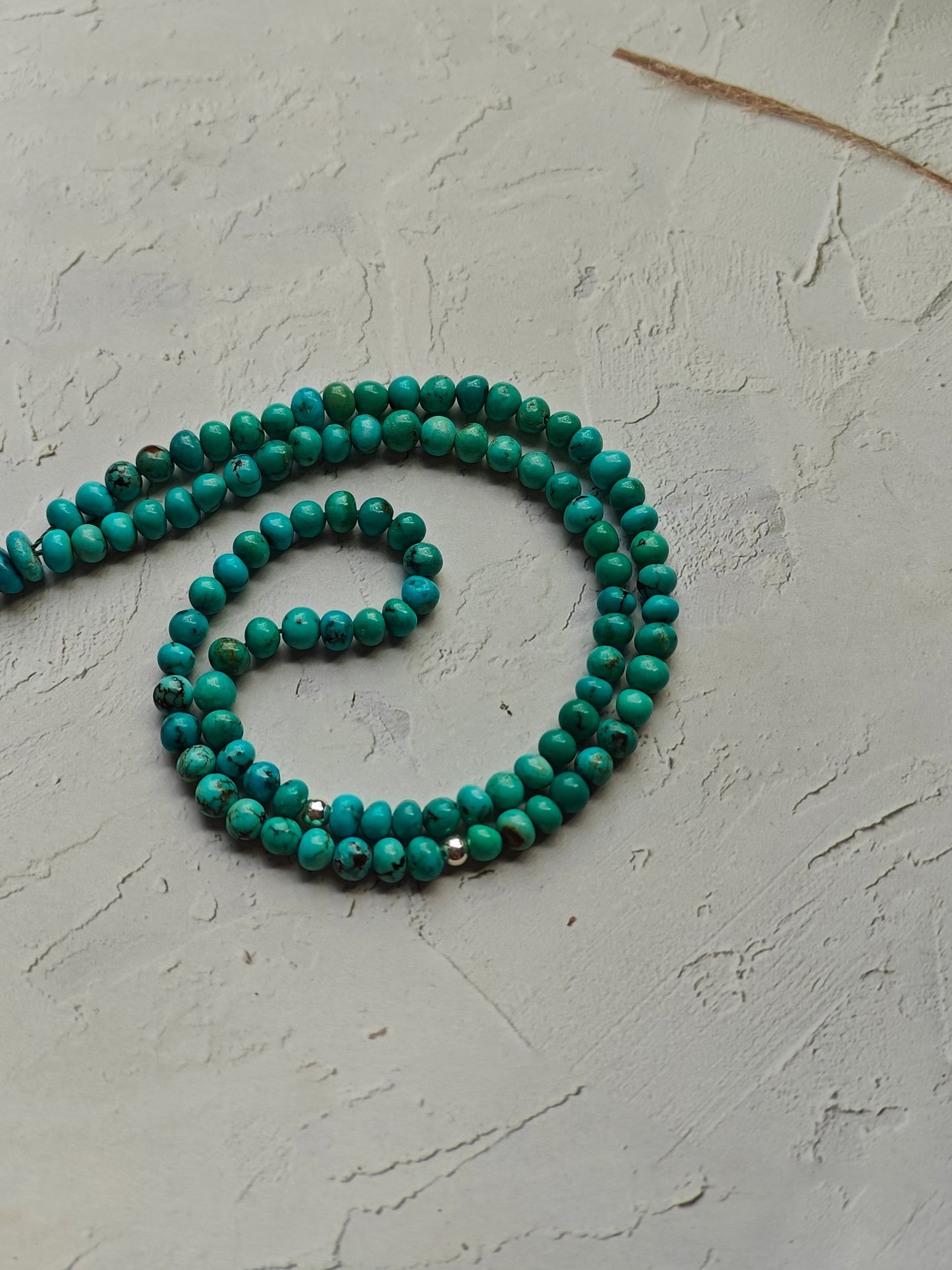 Persian Turquoise Irregular Rosary 99 Beads with Silver Tassel