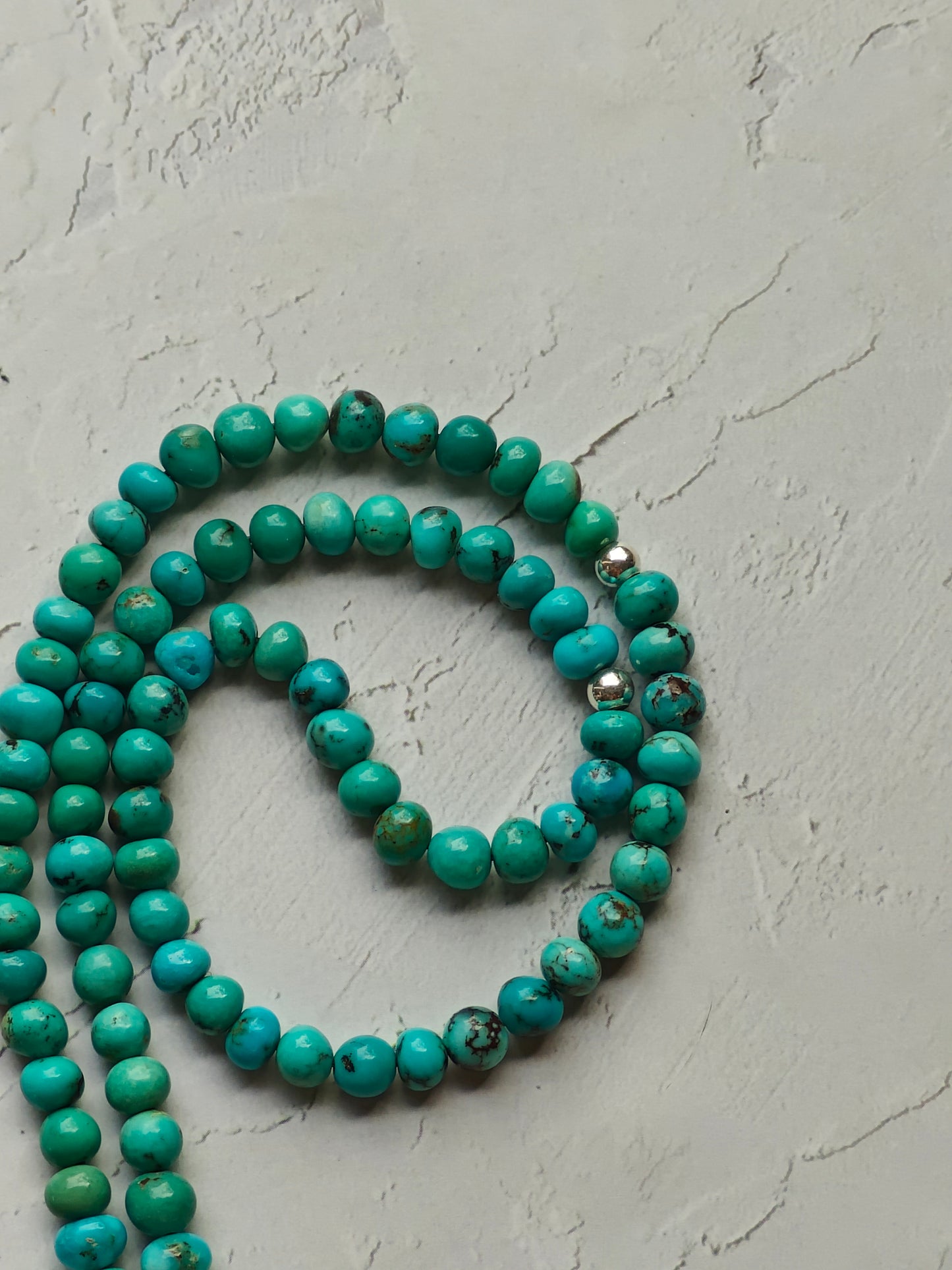 Persian Turquoise Irregular Rosary 99 Beads with Silver Tassel