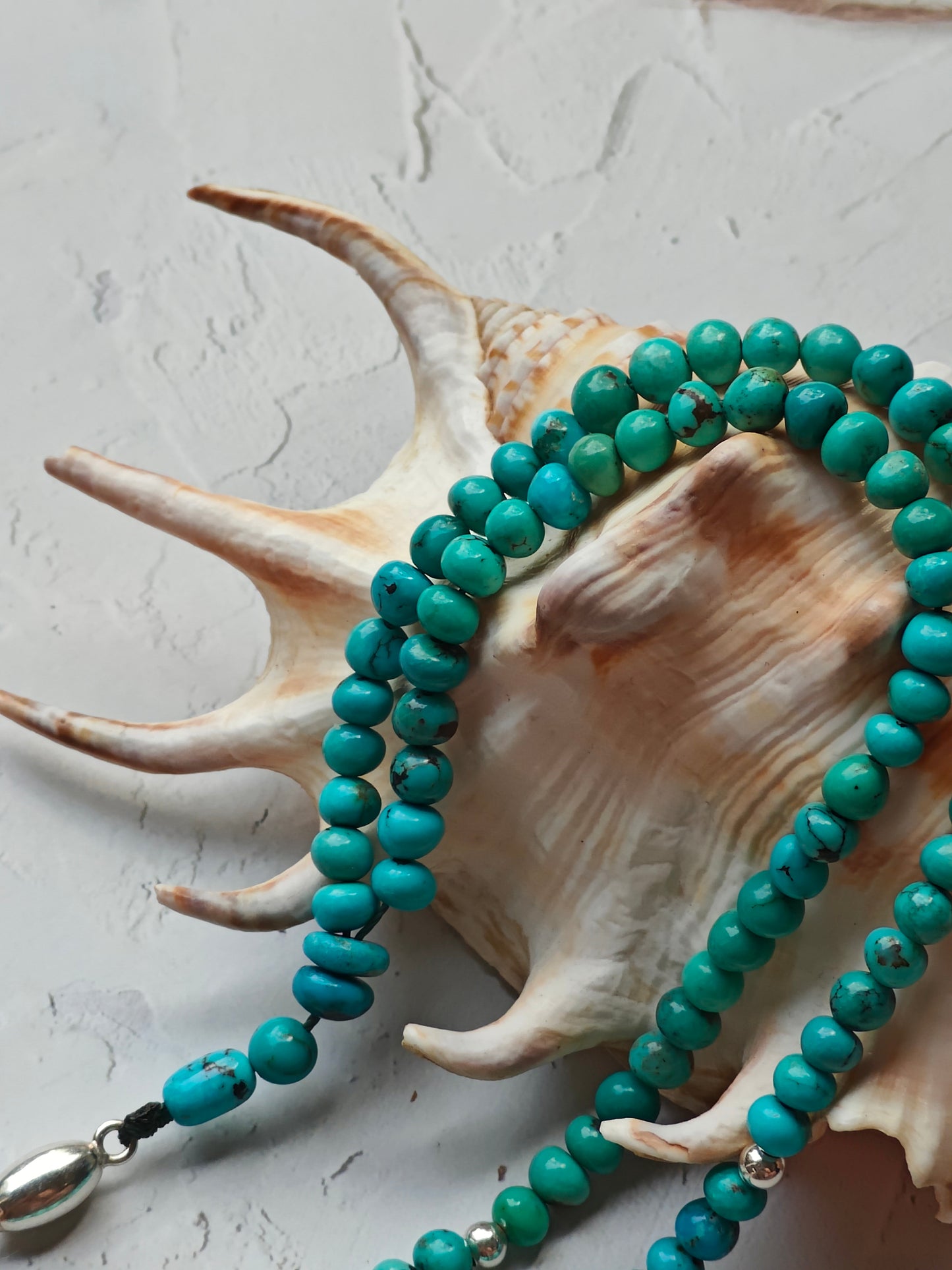 Persian Turquoise Irregular Rosary 99 Beads with Silver Tassel