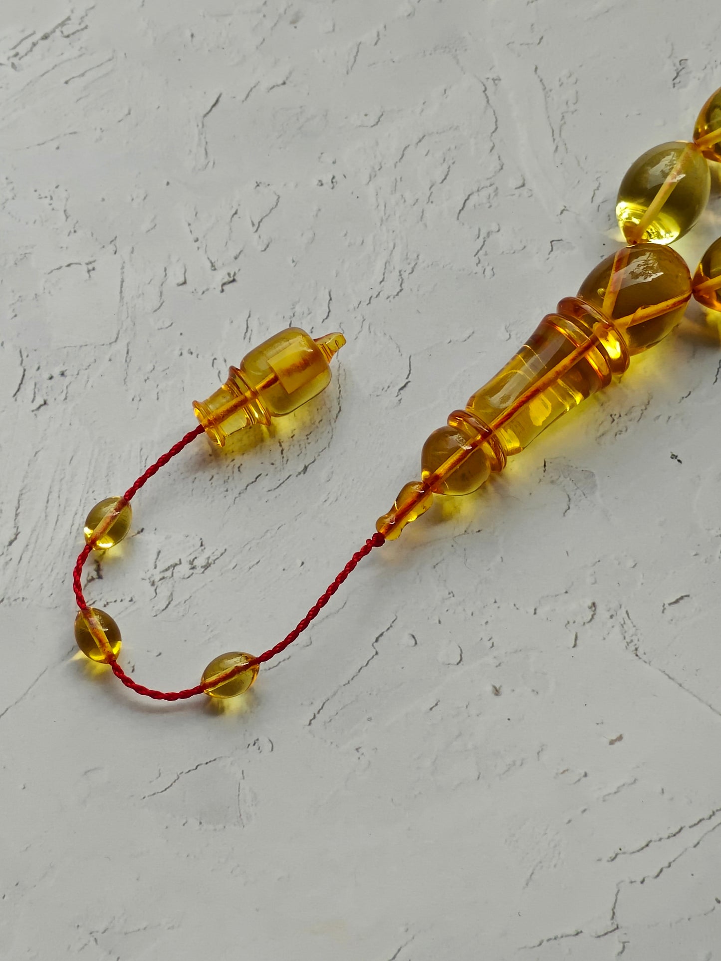 Natural Citron Amber Olive Shape Misbaha 33 Beads