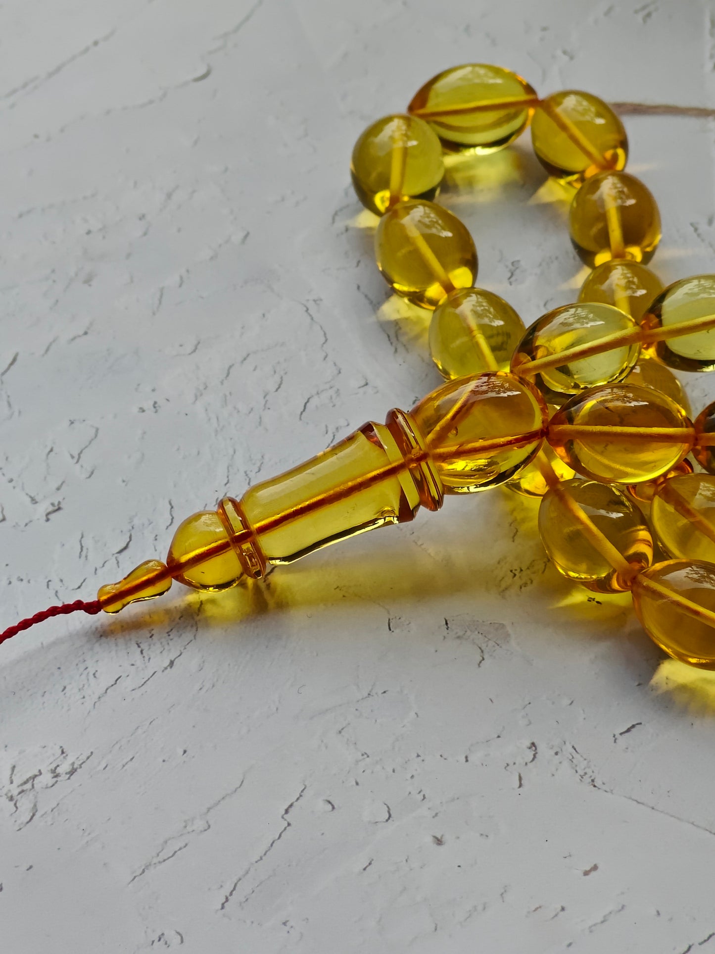 Natural Citron Amber Olive Shape Misbaha 33 Beads