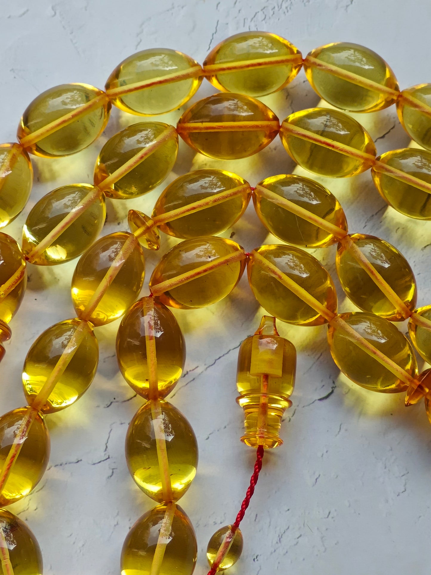 Natural Citron Amber Olive Shape Misbaha 33 Beads
