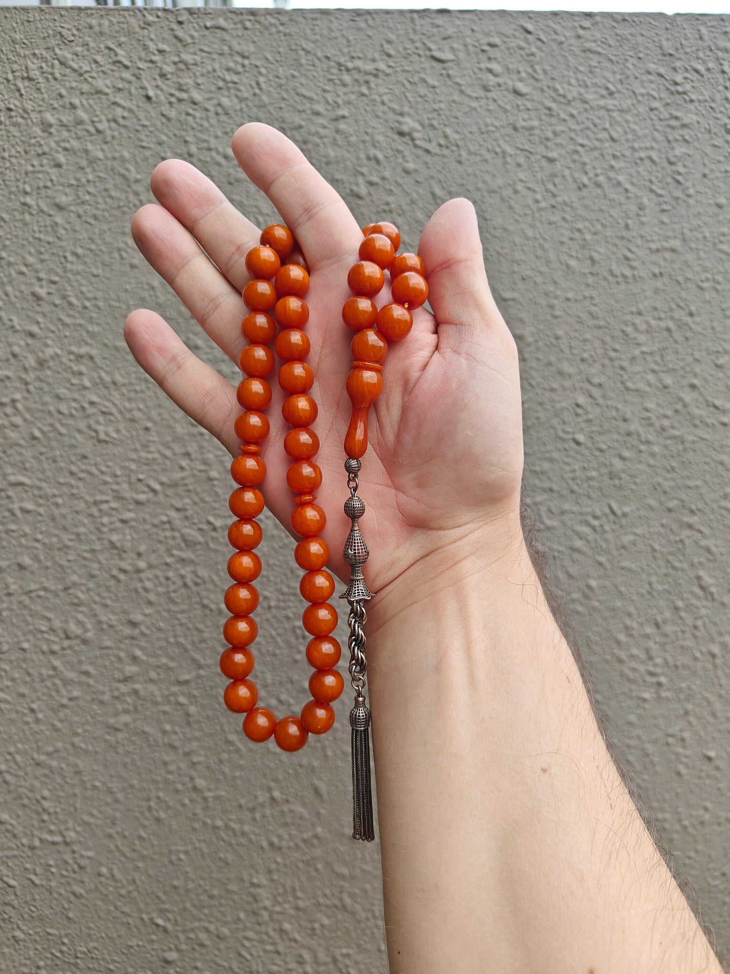 Antique Orange Bakelite Tasbih in Glitter Tone 47 Beads