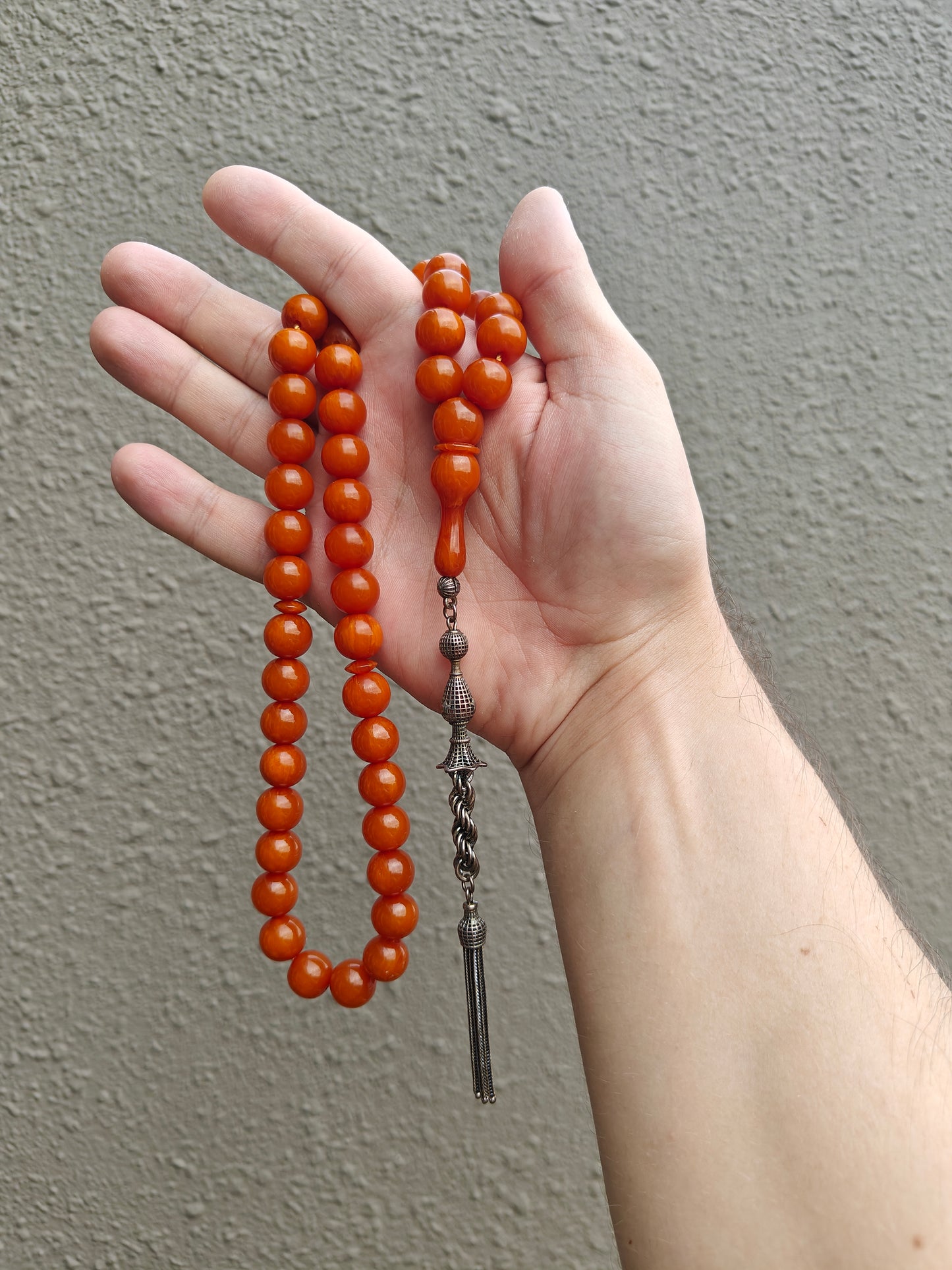 Antique Orange Bakelite Tasbih in Glitter Tone 47 Beads