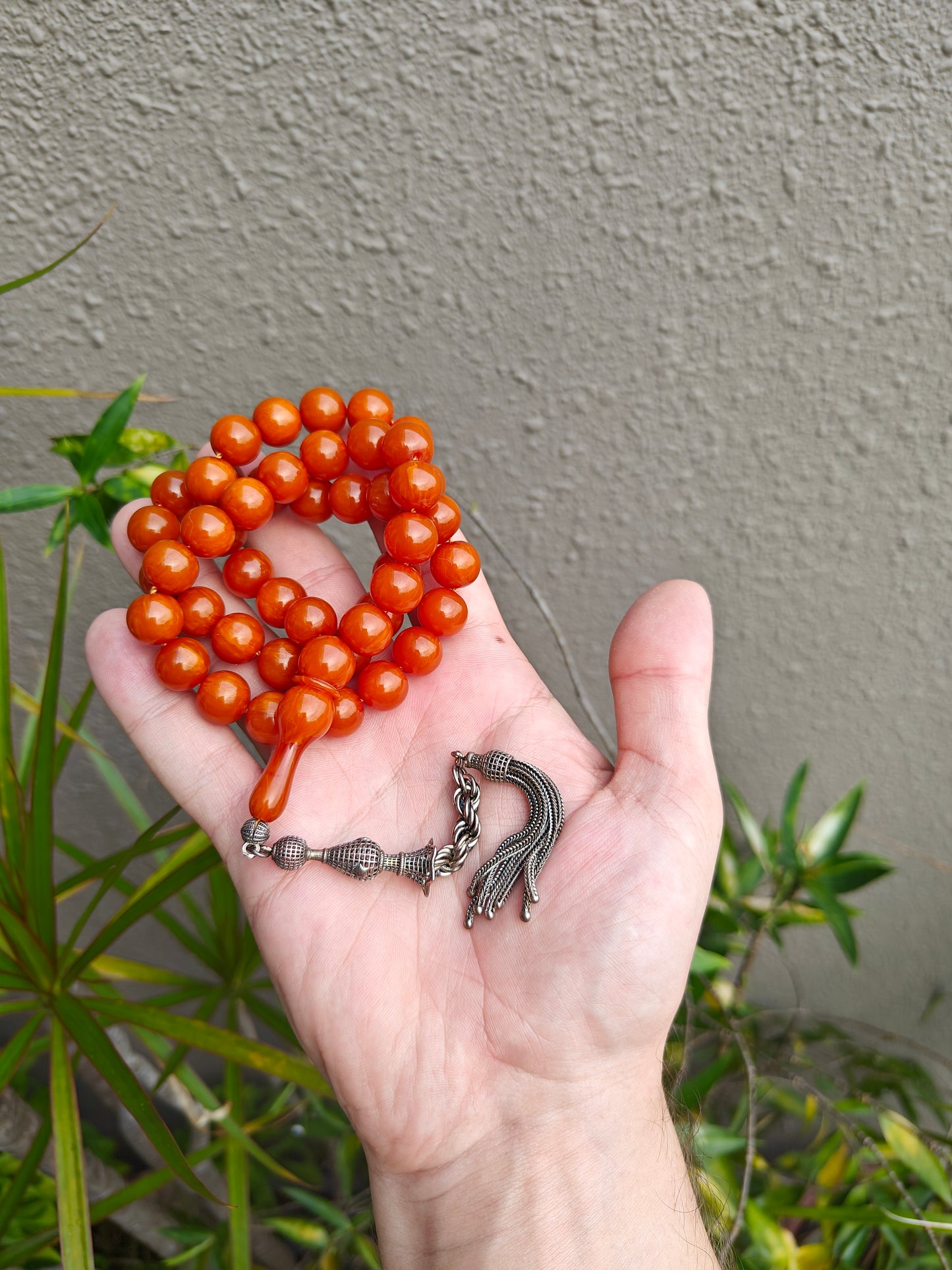 Antique Orange Bakelite Tasbih in Glitter Tone 47 Beads