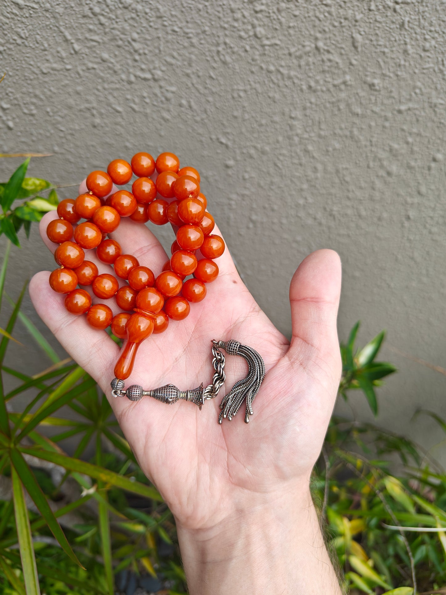 Antique Orange Bakelite Tasbih in Glitter Tone 47 Beads
