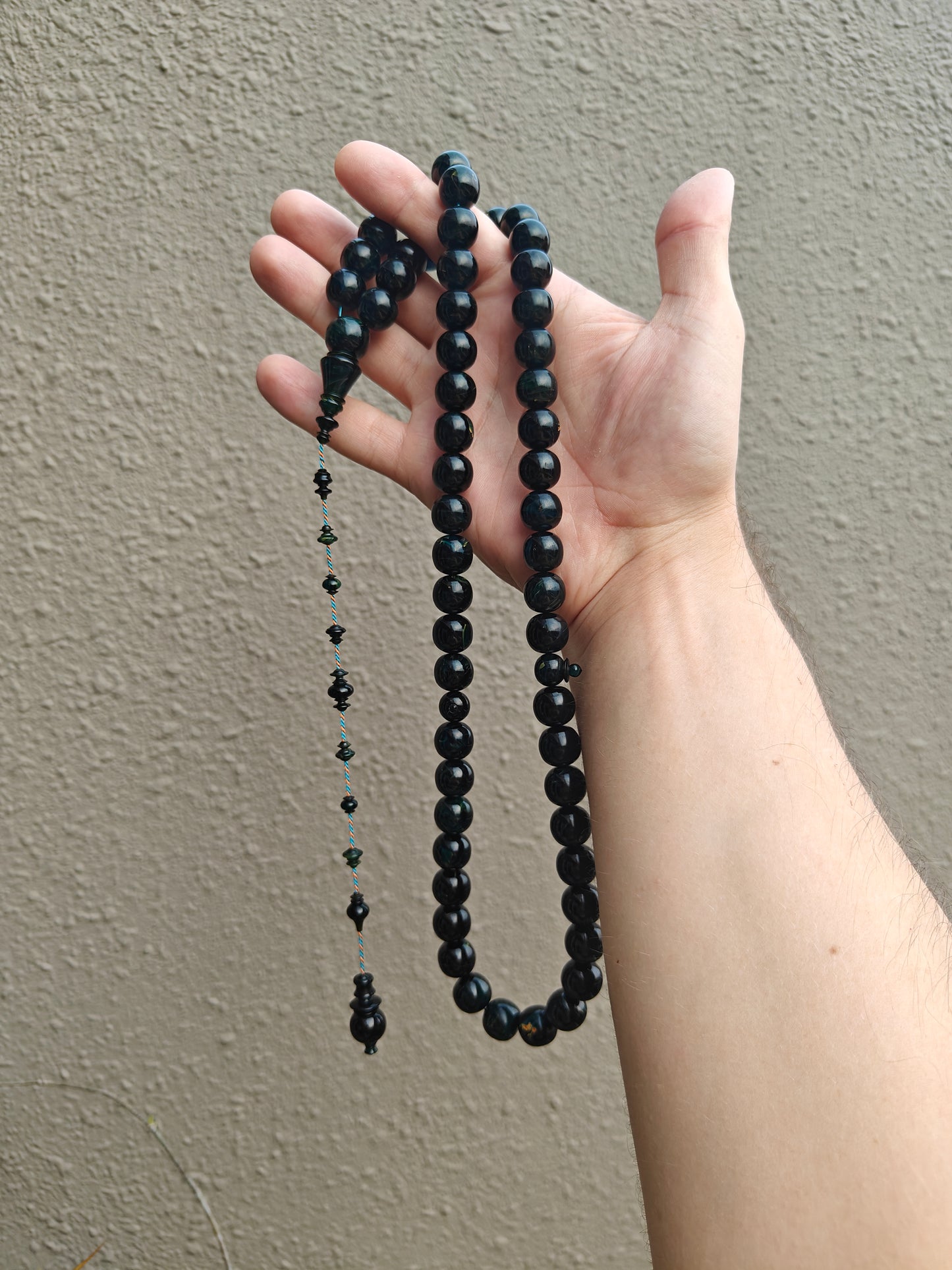 Dark Blue Moon Bakelite Rosary 55 Donut Beads