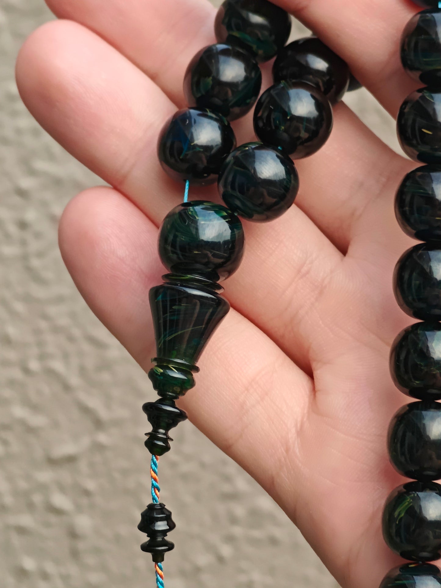 Dark Blue Moon Bakelite Rosary 55 Donut Beads