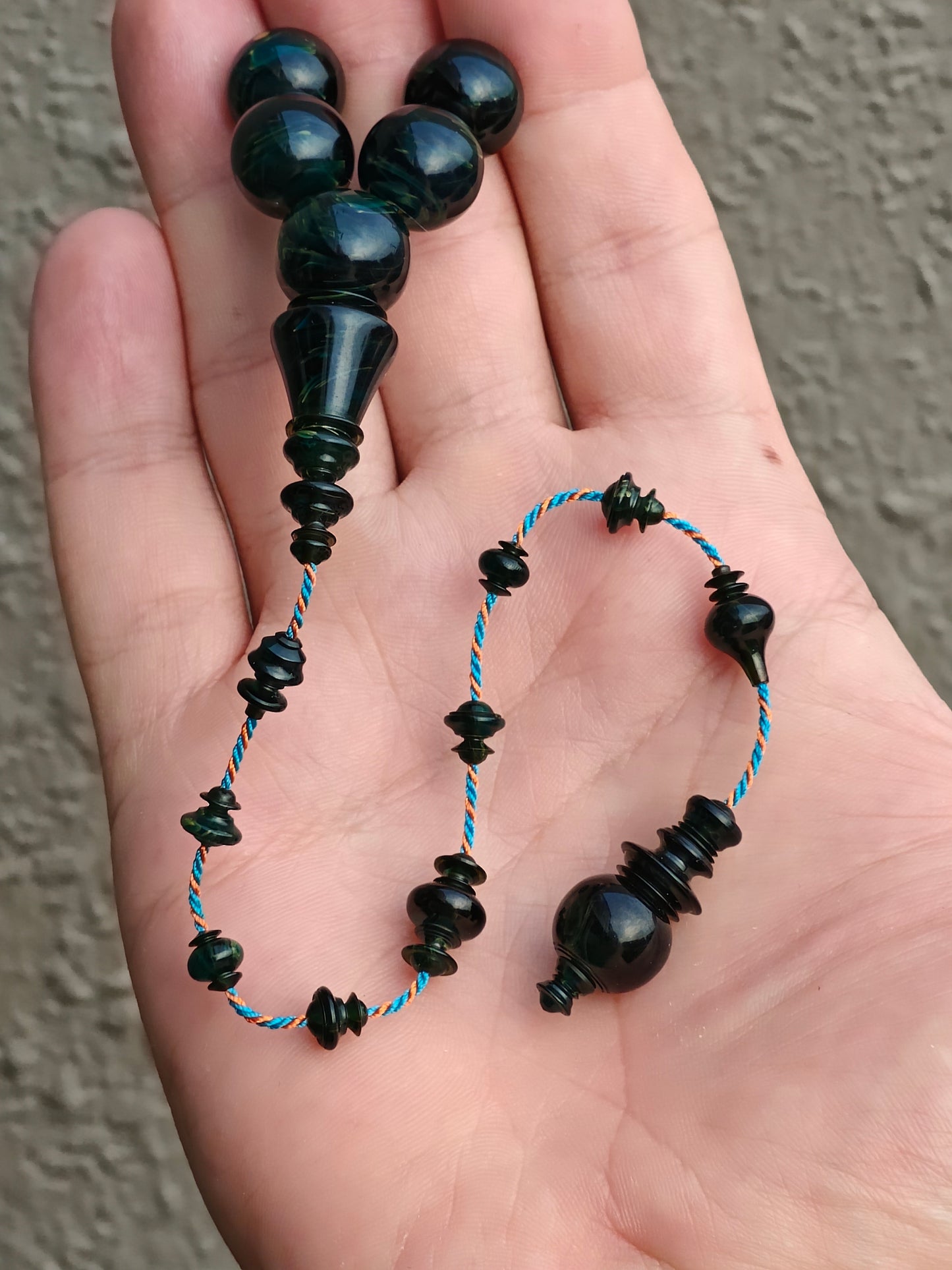 Dark Blue Moon Bakelite Rosary 55 Donut Beads