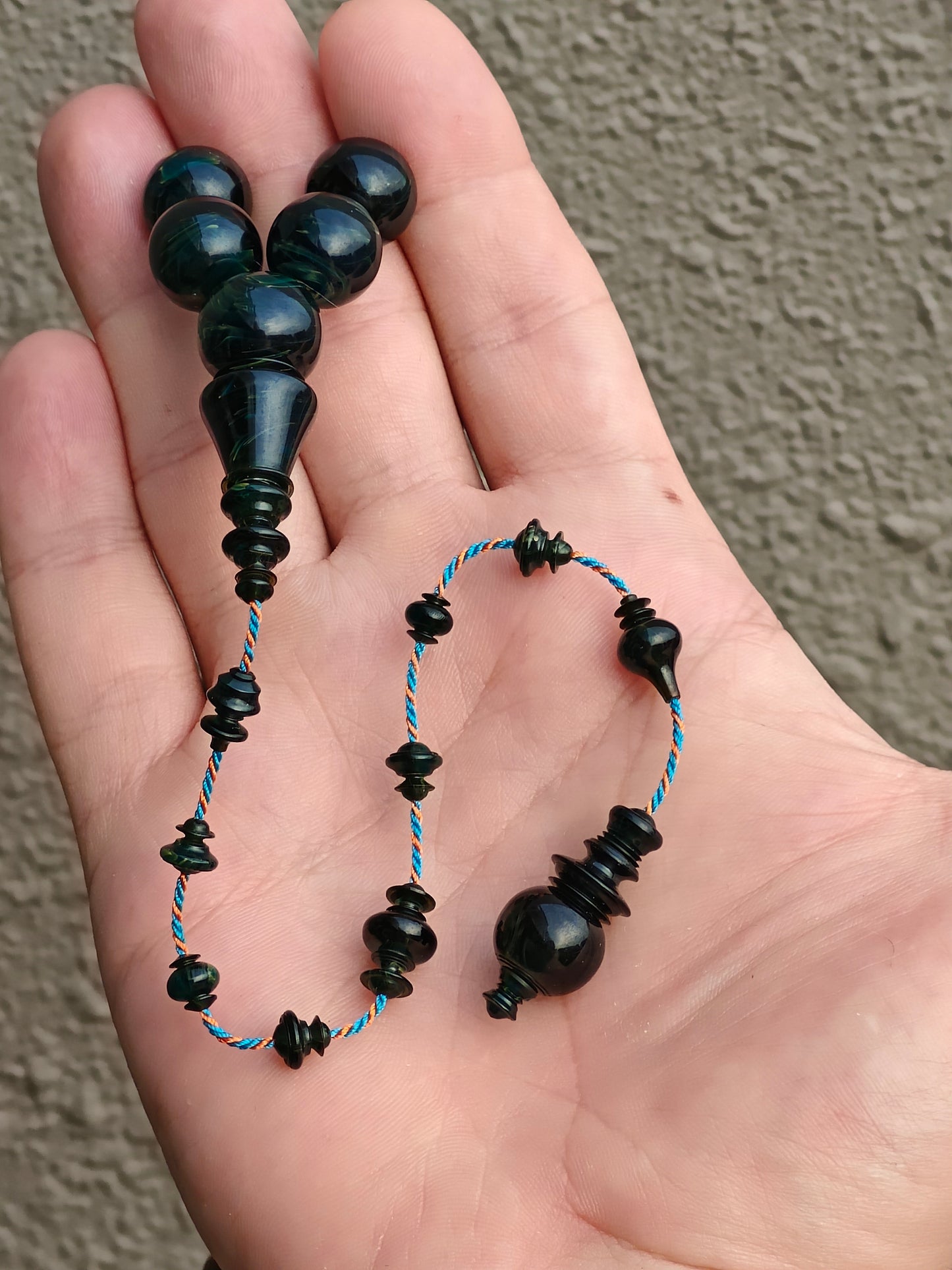 Dark Blue Moon Bakelite Rosary 55 Donut Beads