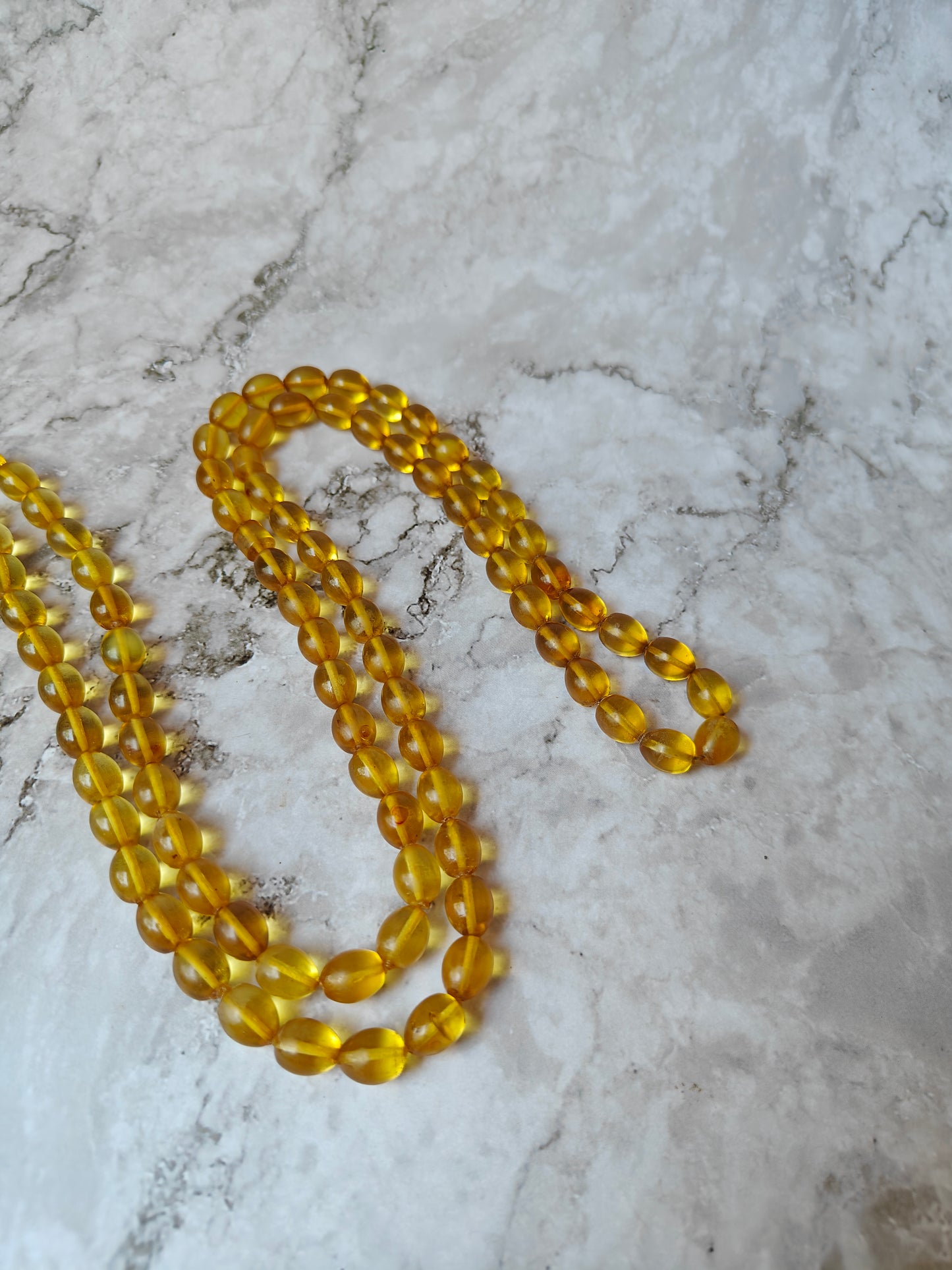 Natural Green Caribbean Amber Tasbih 99 Transparent Olive Shape Beads