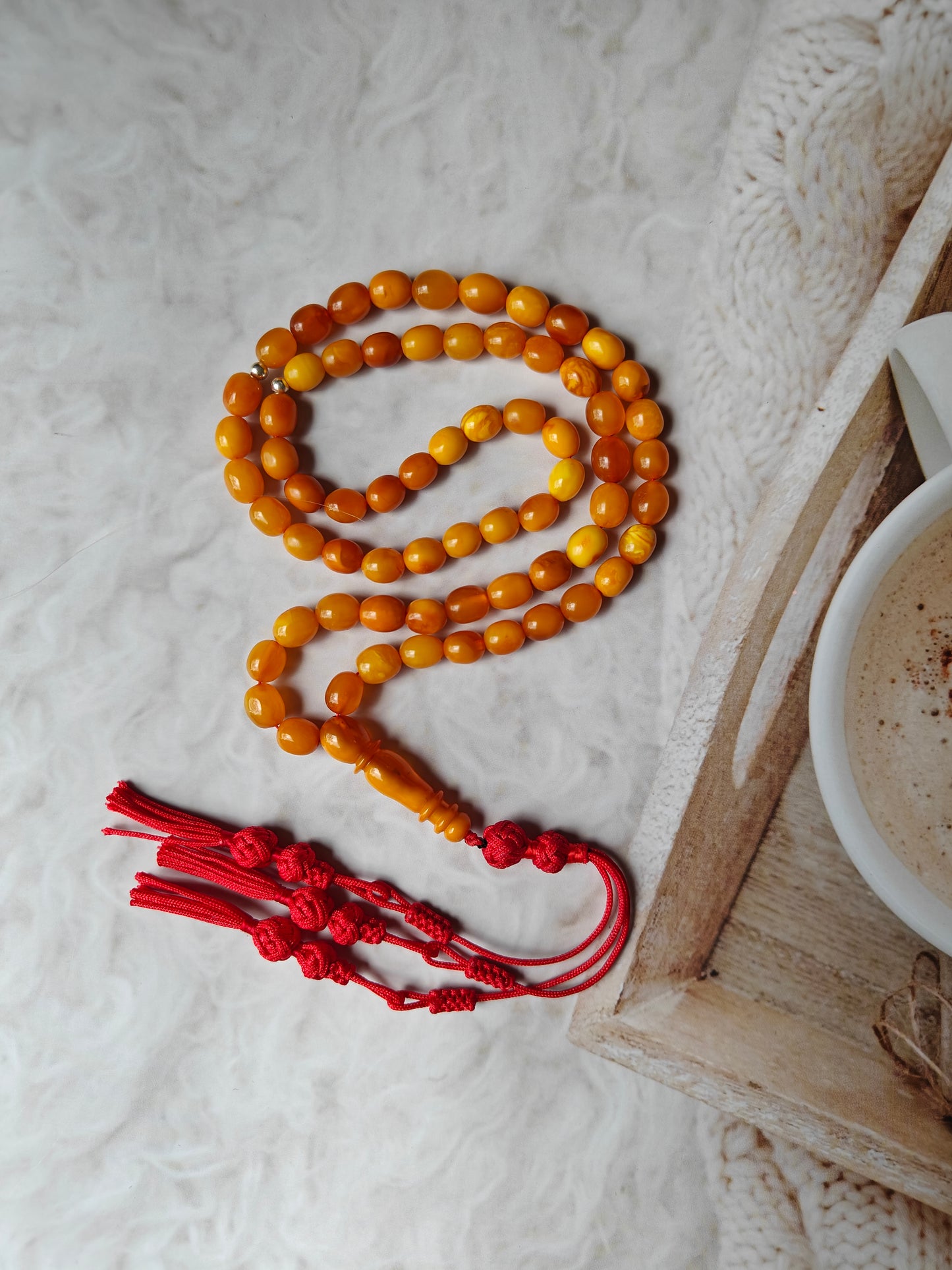 Natural Antique Olive Shape Amber Rosary 66 Beads