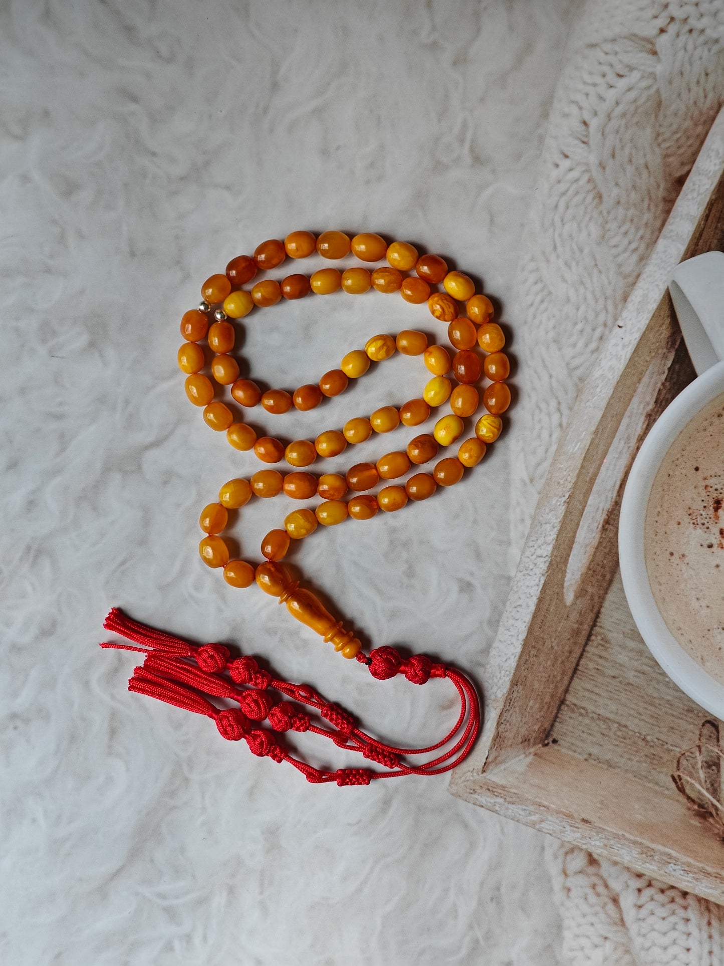 Natural Antique Olive Shape Amber Rosary 66 Beads